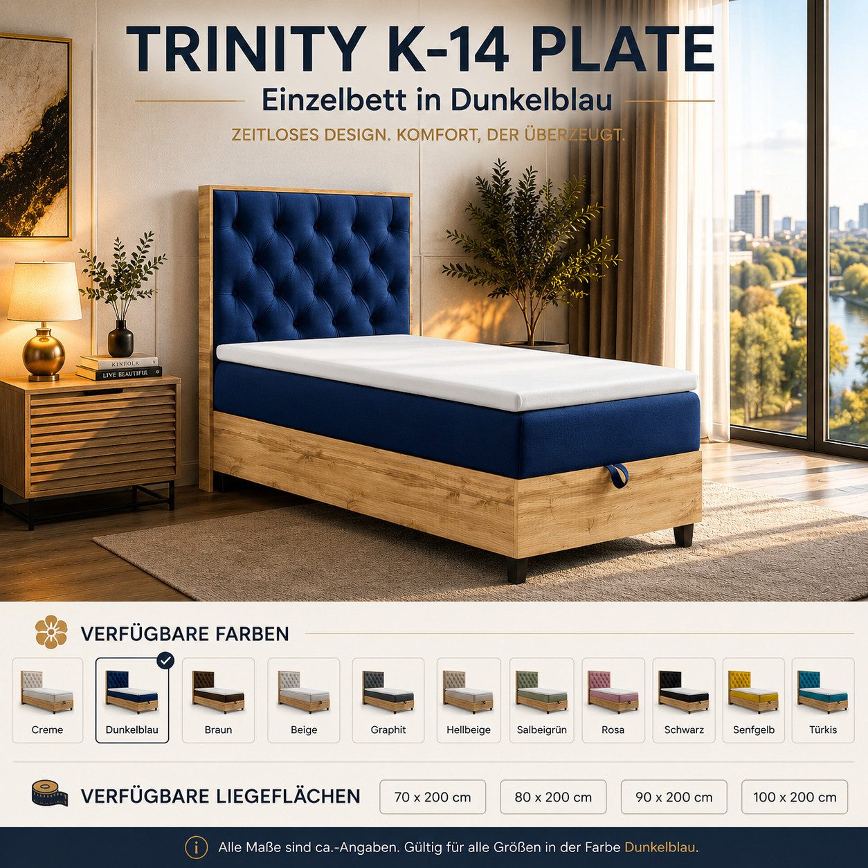 Best for Home Boxspringbett Einzelbett Trinity K-14 Single mit Bettkasten & Komfort Topper H3 (Bett, Polsterbett mit Stauraum, Jugendbett, Kinderbett versch. Größen, 3-St., 70x200 80x200 90x200 100x200 cm), Verschiedene Liefermöglichkeiten, TOP Preis-Leistungs-Verhältnis