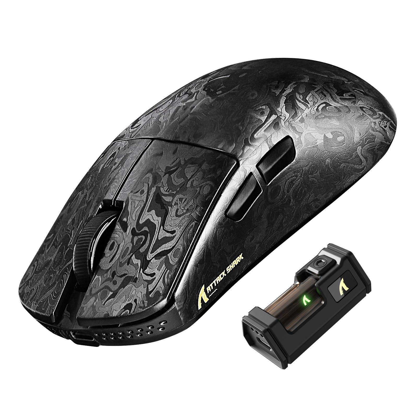 ATTACK SHARK R11Ultra 8K Kohlefaser kabellose Gaming-Maus mit 42000 DPI Gaming-Maus (kabelgebunden, Bluetooth, 2.4G, 8000 dpi, Kohlefaser-Design,kabellose,leicht,8k,2.0000 FPS)