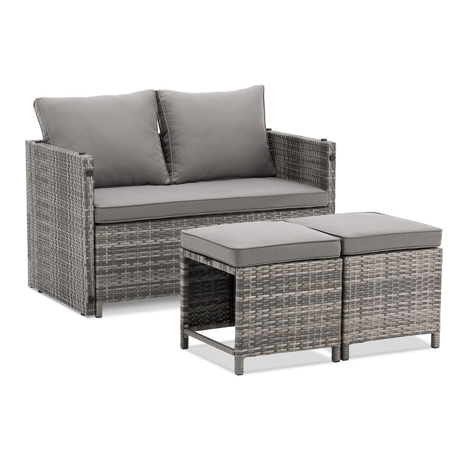 Juskys Gartenlounge-Set Jamaika, 2in1 Polyrattan Set, günstig online kaufen