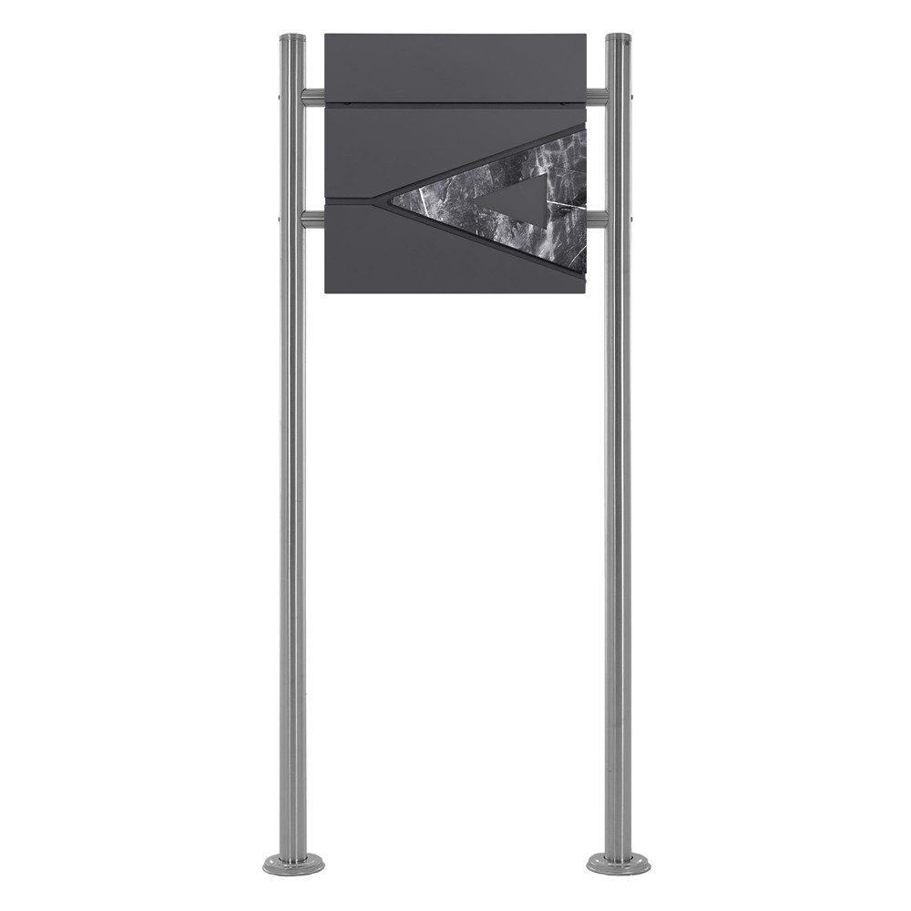 ML-DESIGN Standbriefkasten Wandbriefkasten Briefkasten Postkasten mit Zeitungsfach inkl. Standfuß, Briefkastenanlage mit Ständer Silber 120cm Mailbox mit Pfosten