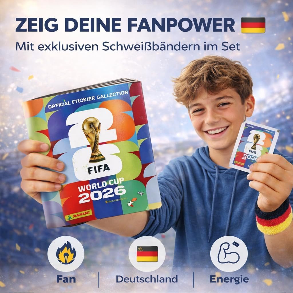 TK Gruppe Stickerbuch XXL Sammelset WM 2026 - mit Panini Sticker Album, Spielplan Armbänder