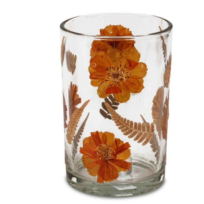 formano Teelichthalter Trockenblumen, Transparent H:18cm D:12cm Glas