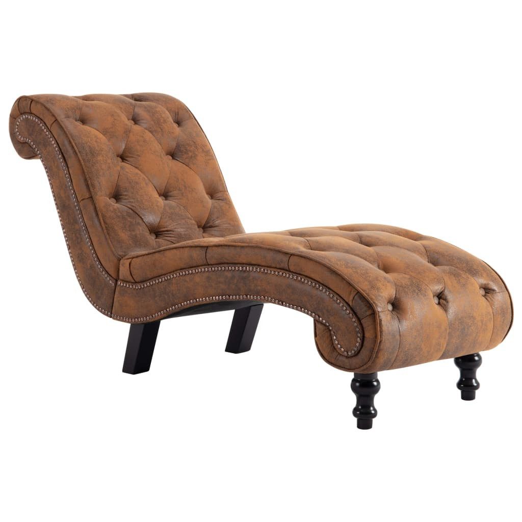 vidaXL Sitzbank Chaiselongue Braun Wildleder-Optik Liegesofa Wohnzimmer Relaxliege