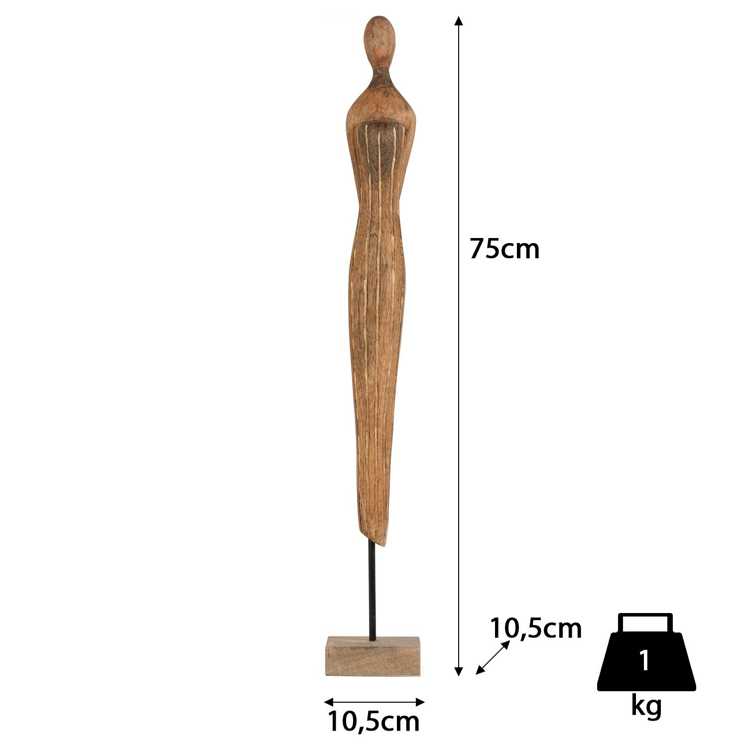 Moritz Skulptur Skulptur Figur Hände auf Rücken 73x10x10cm, Holz, Tischdeko, Fensterdeko, Wanddeko, Holzdeko, Weihnachtsdeko
