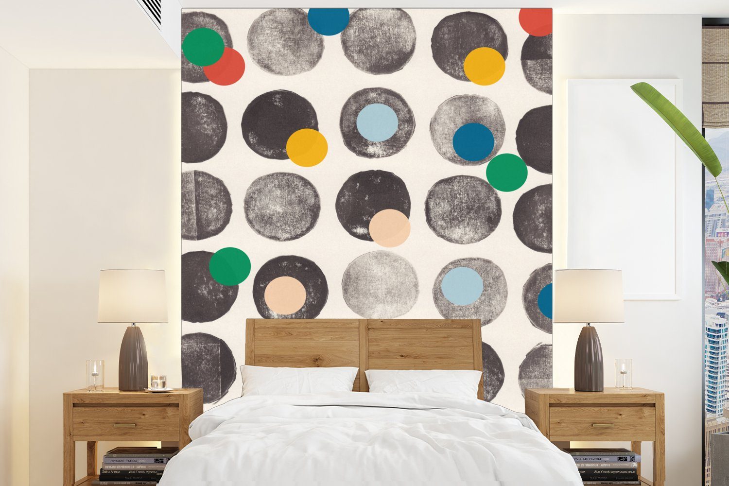 St), - - Abstrakt Matt, Vinyl Tapete Wohnzimmer, bedruckt, MuchoWow für Fototapete - Pastell, Kreise Montagefertig Farben (4 Wandtapete