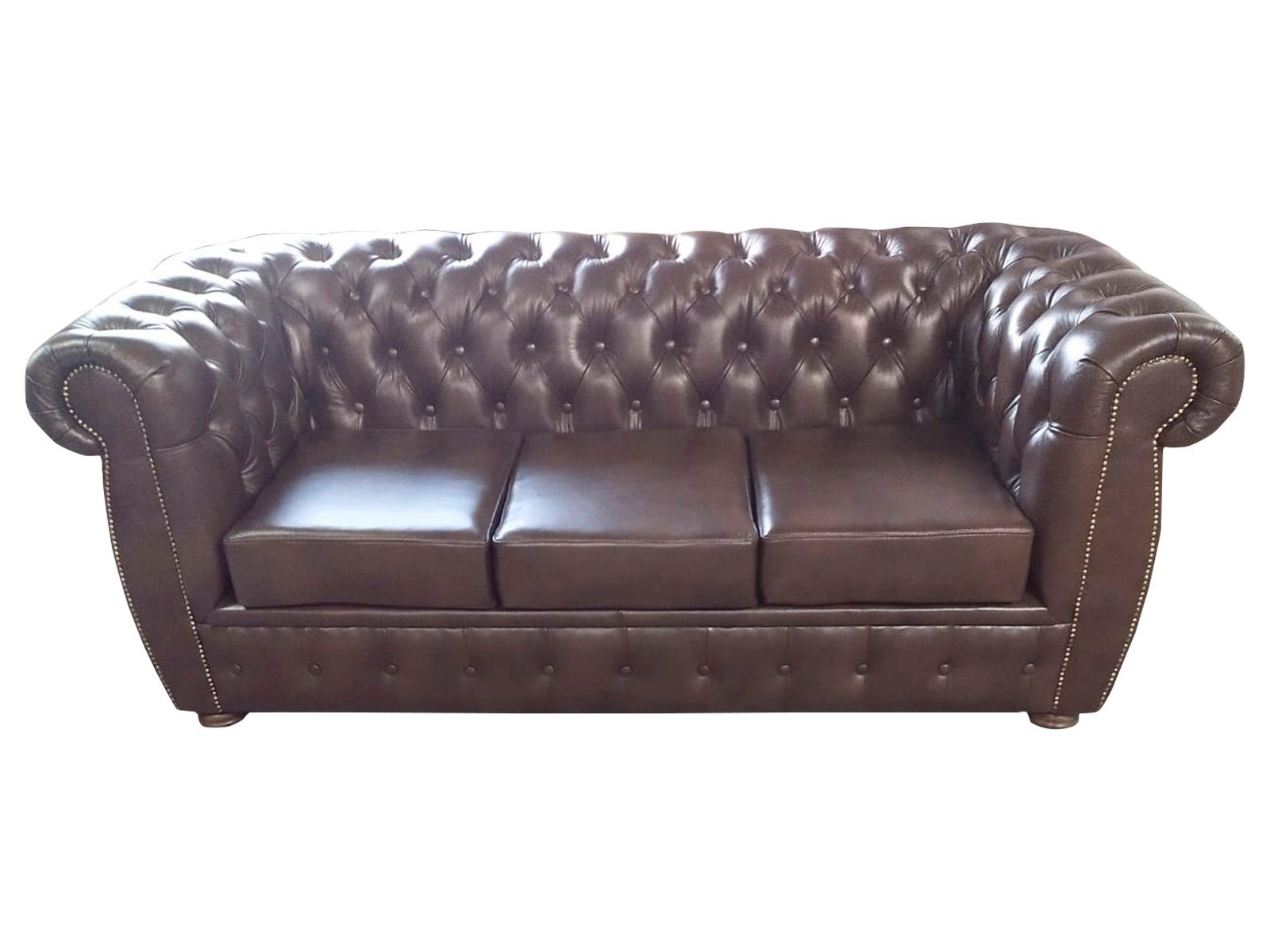 JVmoebel Chesterfield-Sofa Modernes großes 3-Sitzer Sofa in Chesterfield braun