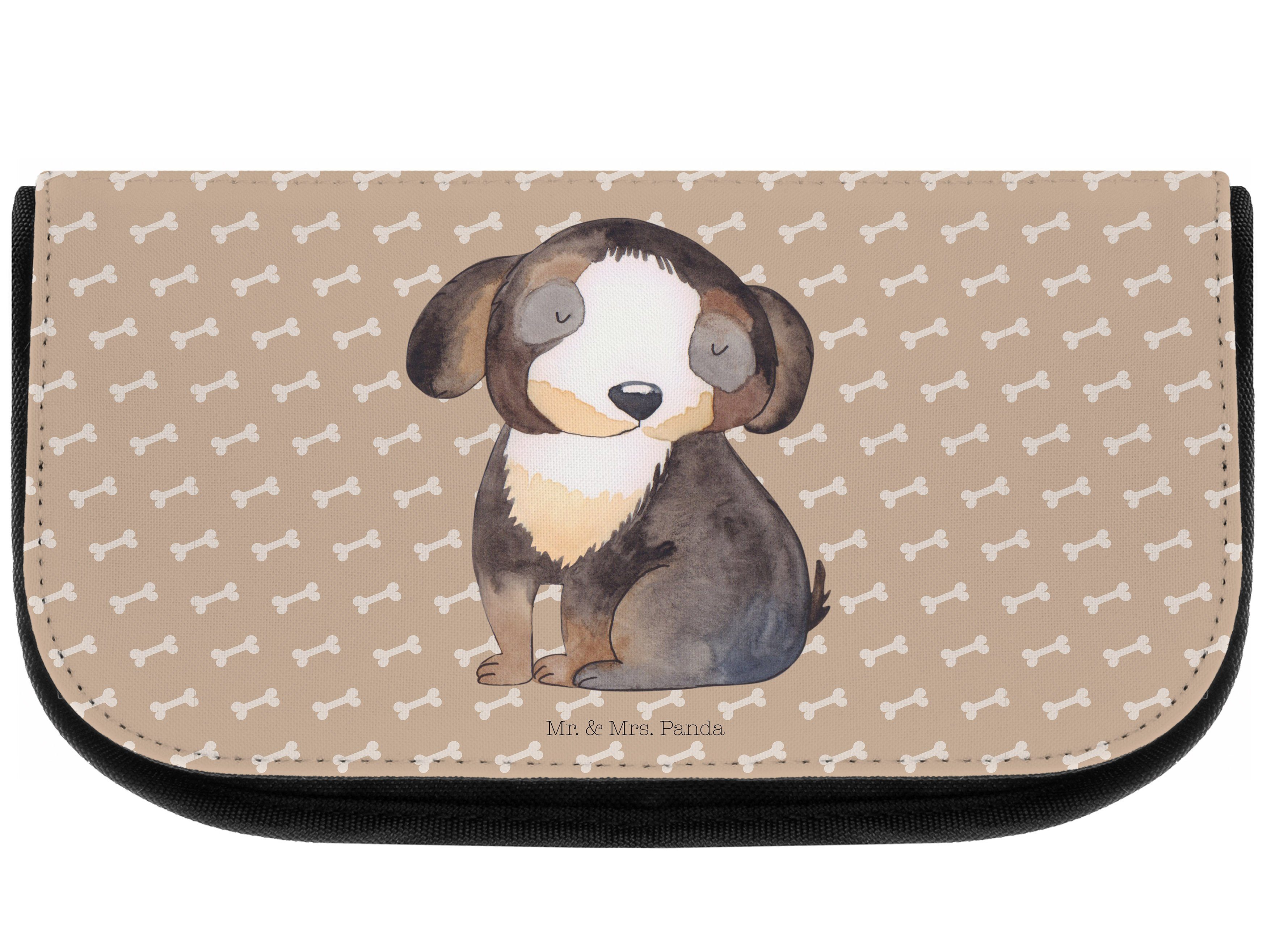 Mr. & Mrs. Panda Kosmetiktasche Hund entspannt - Hundeglück - Geschenk, Make-Up Tasche, Kosmetikbeute (1-tlg)