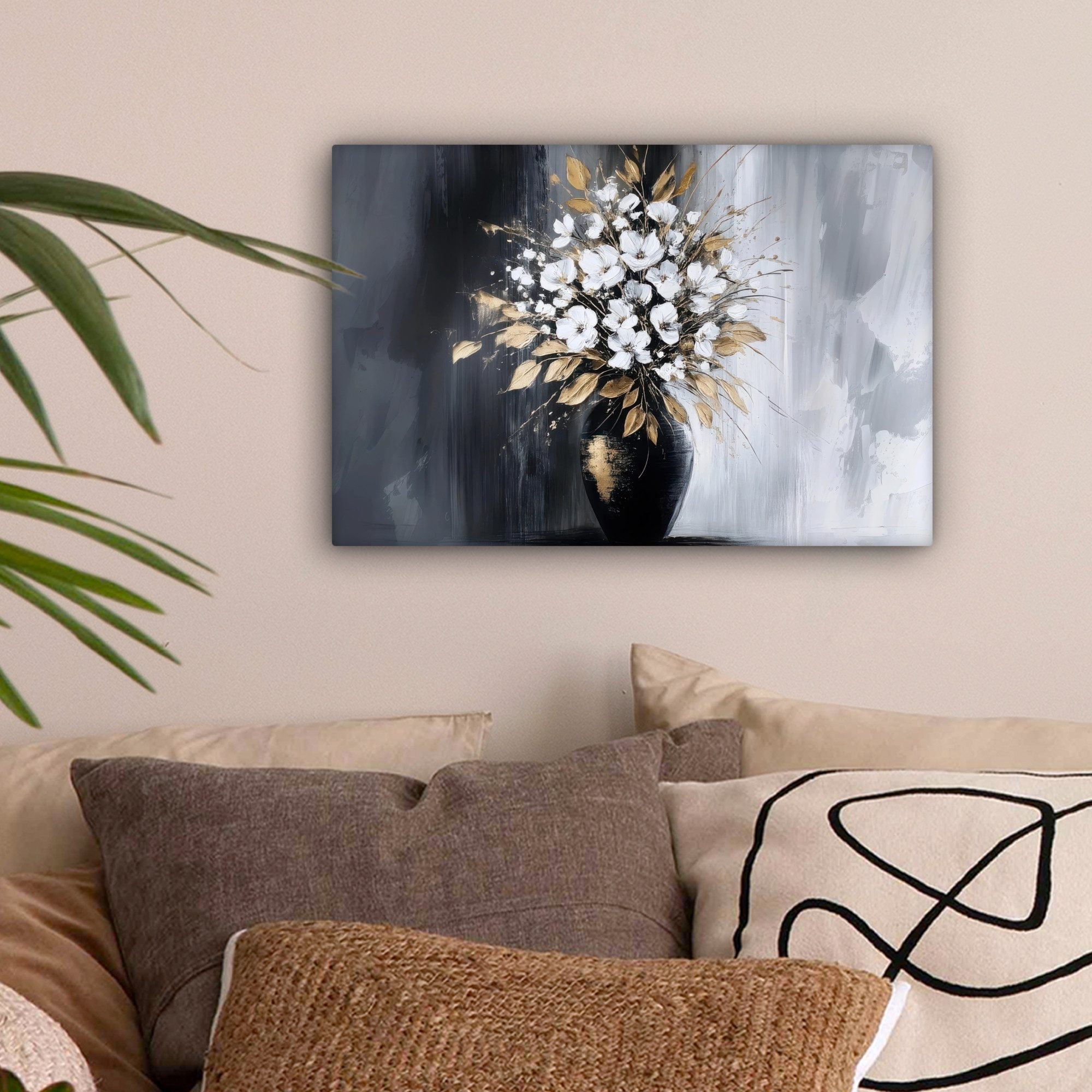 OneMillionCanvasses® Leinwandbild Blumen - Weiß - Vase - Abstrakt, Fotodruc günstig online kaufen