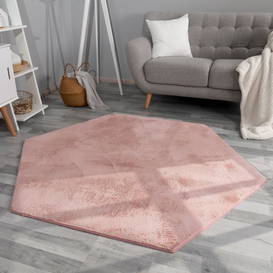 Fellteppich Wohnzimmer Hochflor Teppich Kunstfell Modern Unifarben  Flauschig Weich, TT Home, rechteckig, Höhe: 4 mm