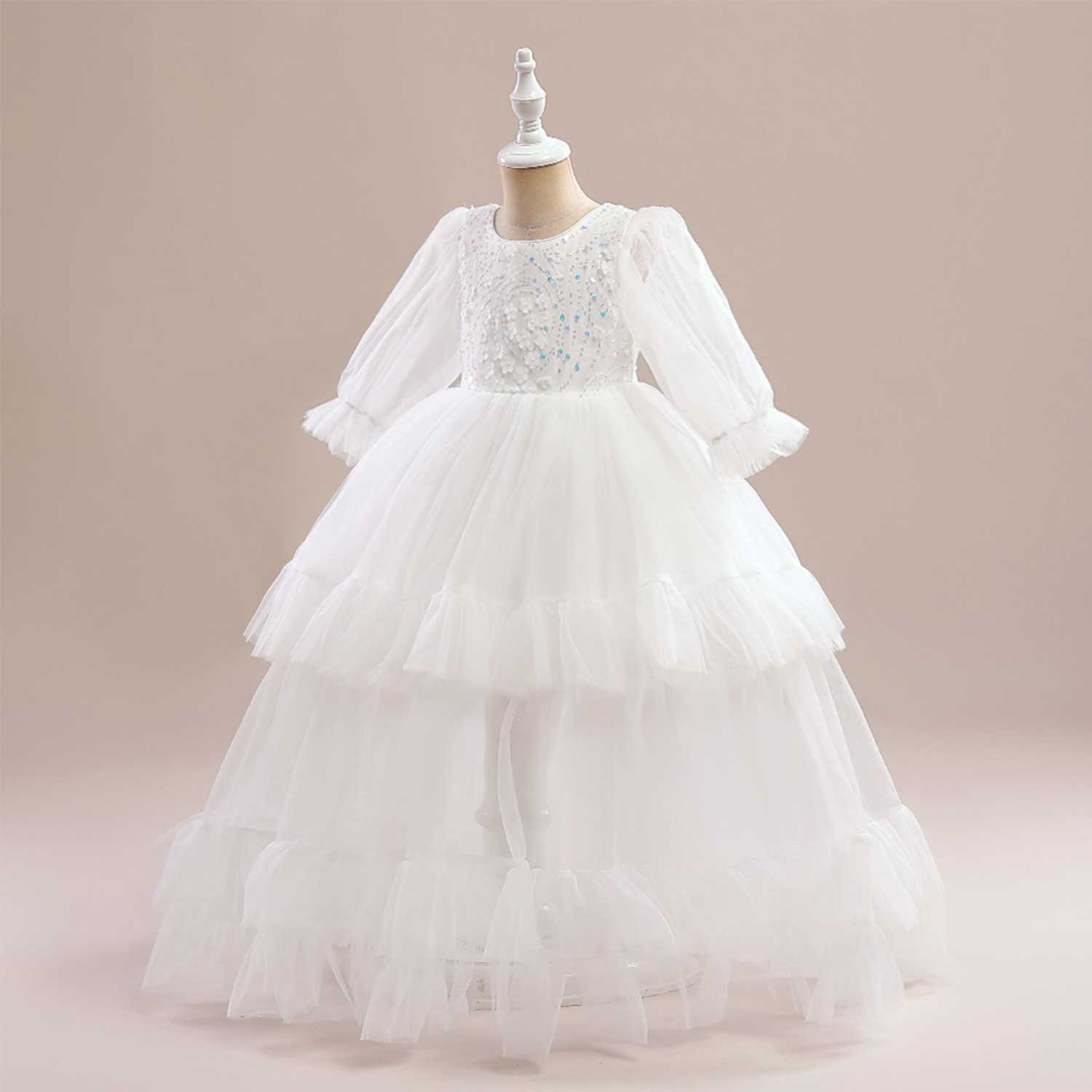 Daisred Abendkleid Erstkommunionkleid Weiß Rosa Prinzessinnenkleider Ballkleid