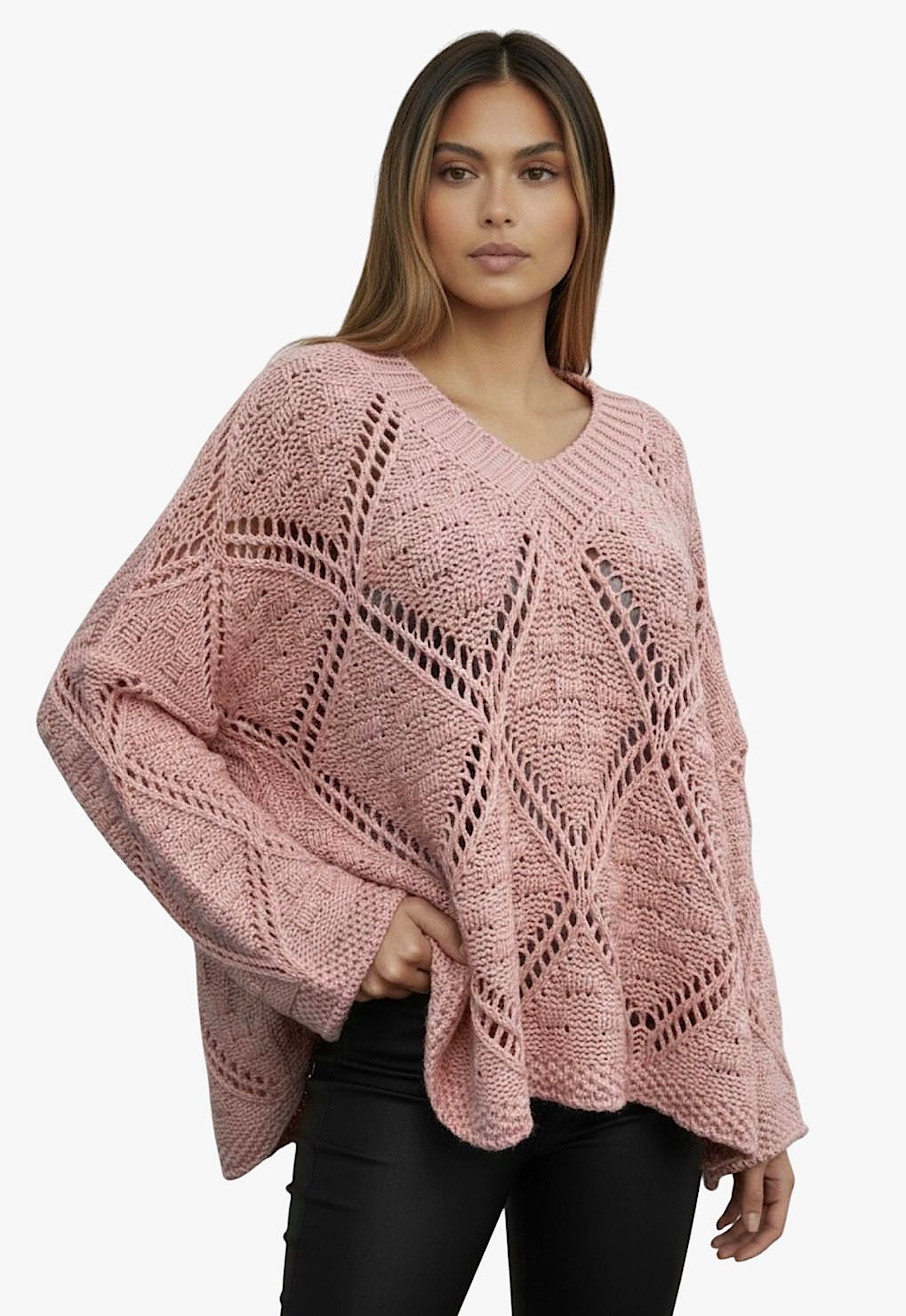 Worldclassca Strickpullover WORLDCLASSCA Oversize Fashion Strickpulllover Langarm Zopf Muster Neue Kollektion - Stilvolle und gemütliche Strickmode für Damen