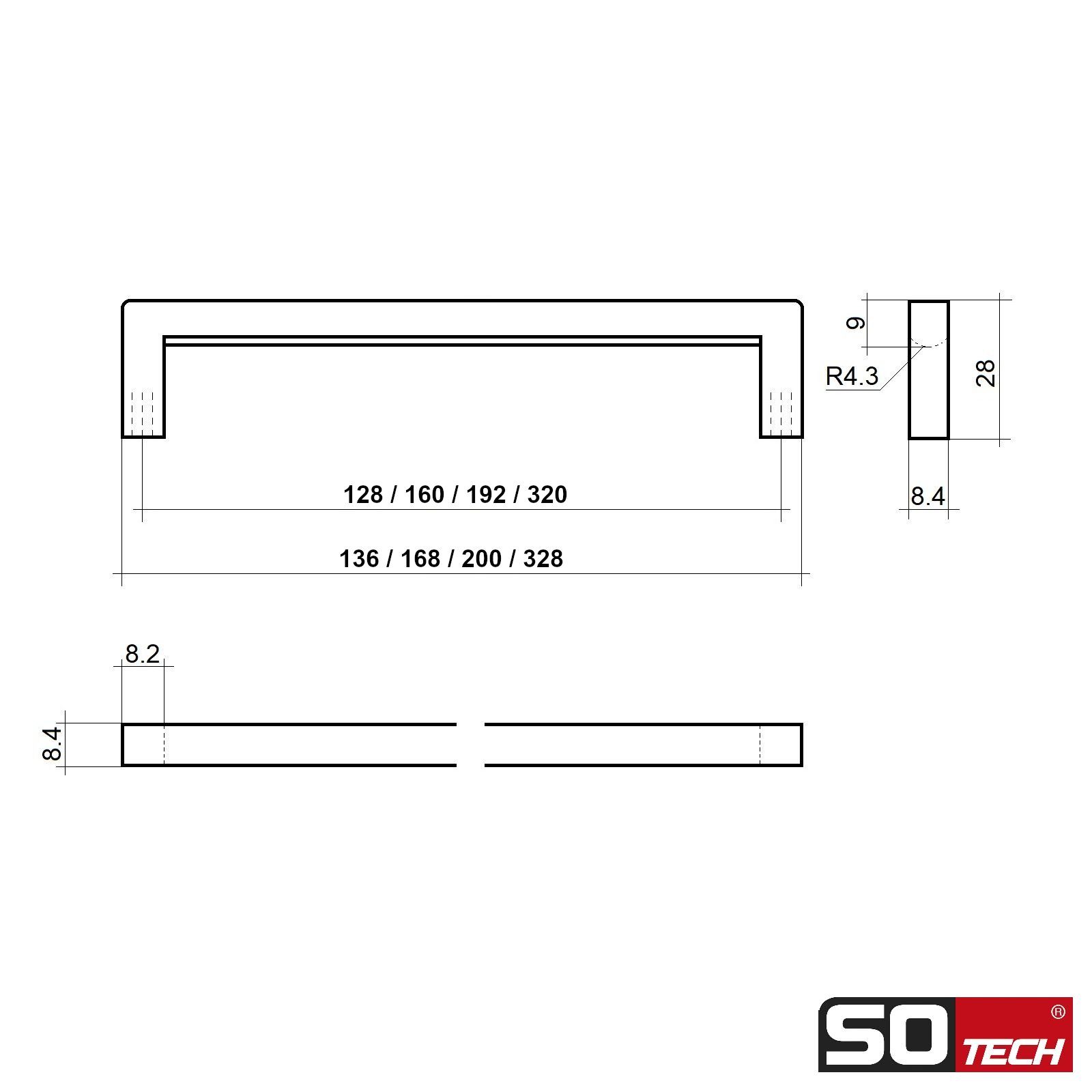 SO-TECH® Möbelgriff Bügelgriff BLACKLINE IX schwarz matt (1-St), Bohrlochabstand (BA) 128 mm – Bild 5 von 5