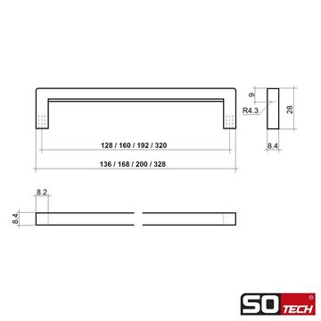 SO-TECH® Möbelgriff Bügelgriff BLACKLINE IX schwarz matt (1-St), Bohrlochabstand (BA) 128 mm