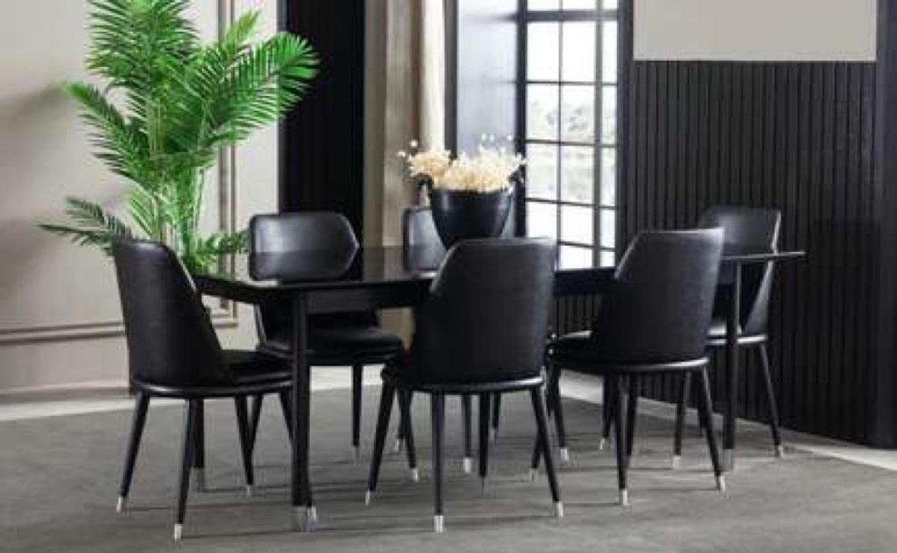 in schwarze Stühlen + Farbe Stühle 1x Esstisch Made (8-St., + 1x bequem, moderner Esszimmer-Set Anrichte), Europa 6x 8-teiliges mit Küchenset JVmoebel Stil