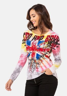 Cipo & Baxx Langarmshirt mit trendigen Glitzersteinchen