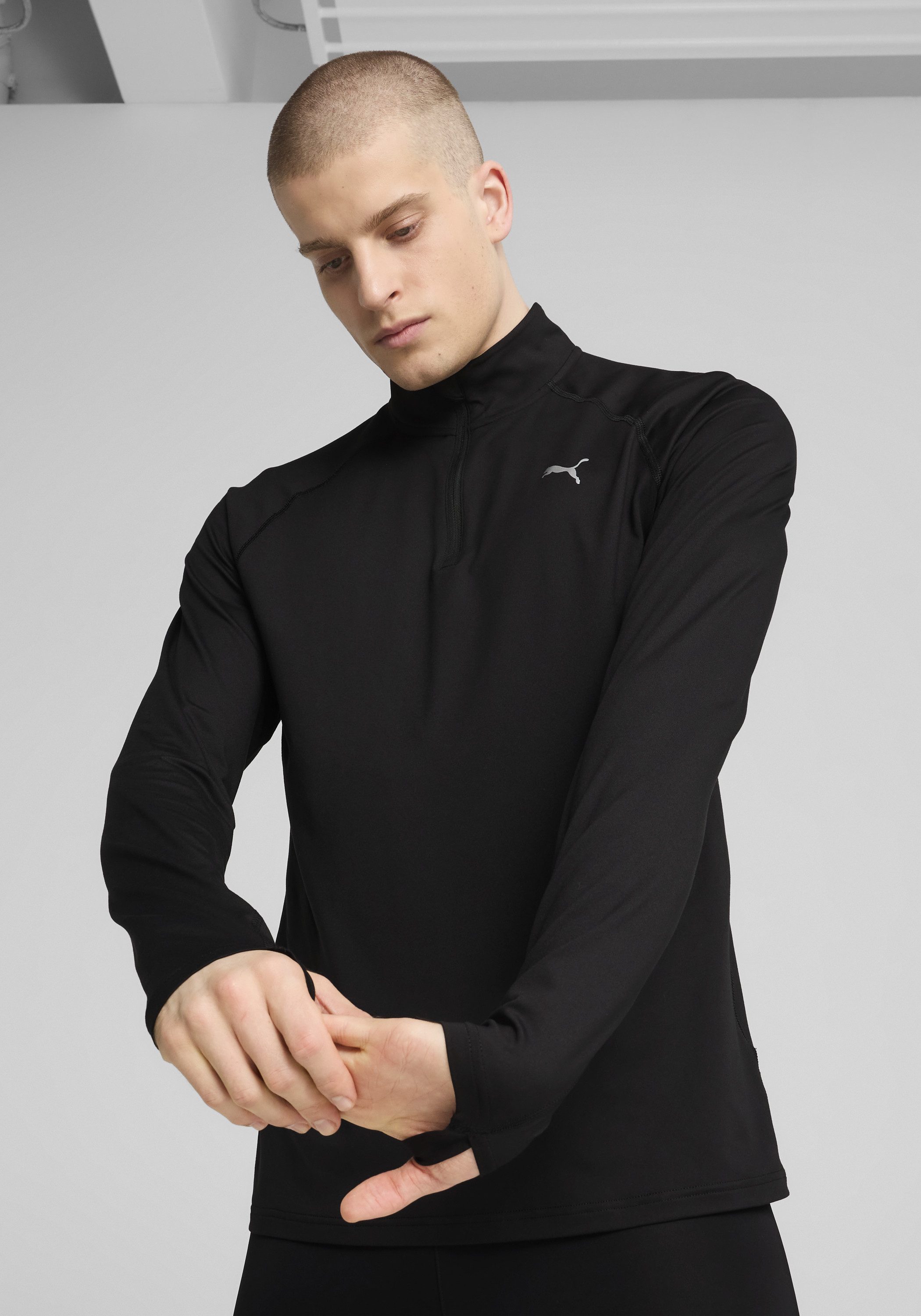 PUMA Laufshirt M RUN VELOCITY CLOUDSPUN 14 ZIP Regular Fit, mit 1/4 Reißverschluss, mit DryCELL-Technologie