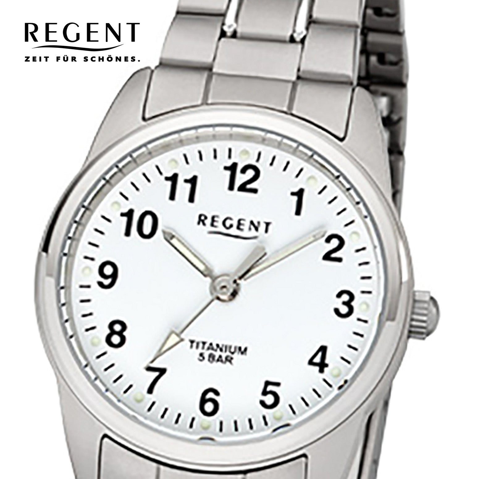 Quarzuhr (ca. grau Regent Damen-Armbanduhr 26mm), Damen Analog, Armbanduhr silber Titanarmband Regent klein rund,