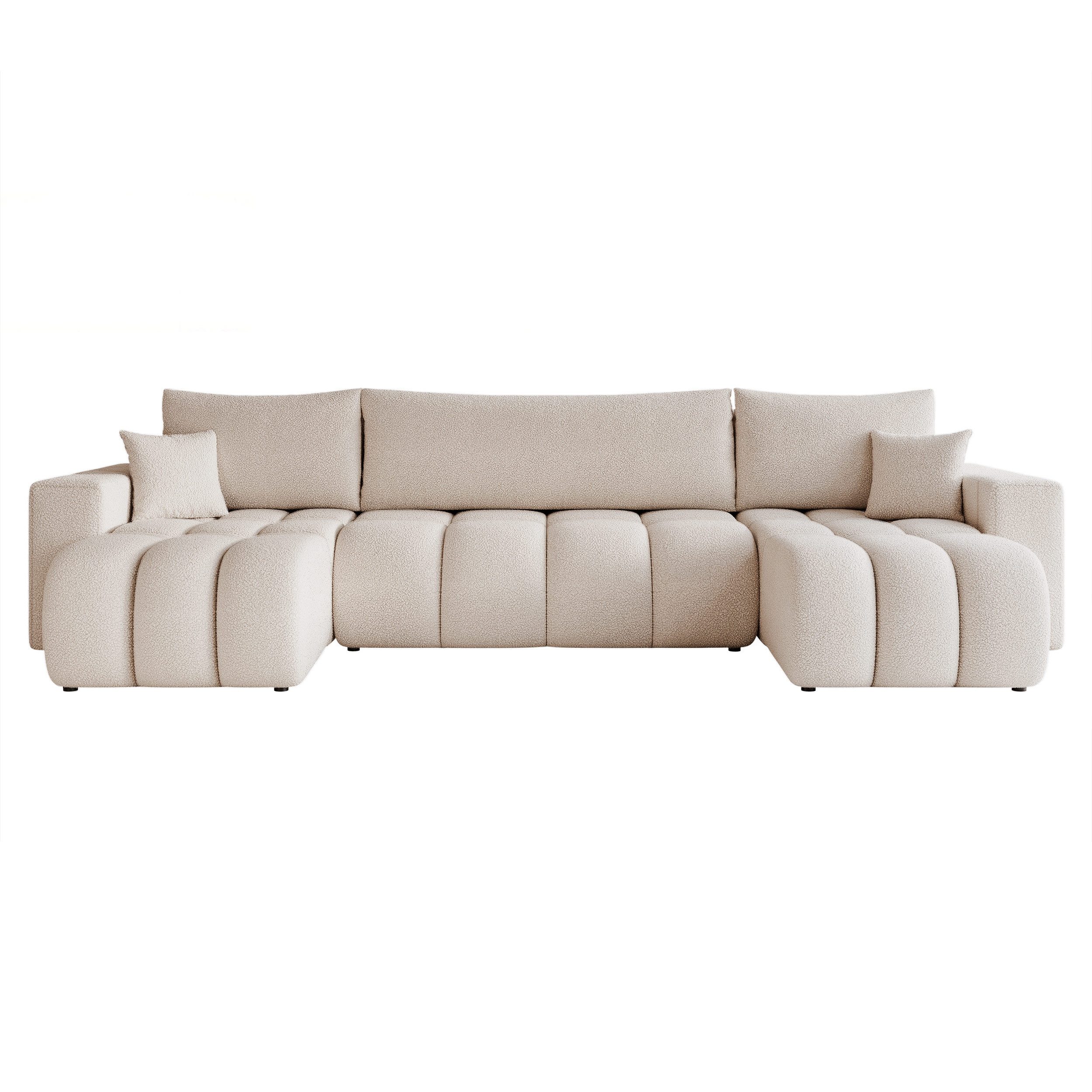 yourhouse24 Wohnlandschaft XXL U-Sofa OLI U mit tiefer Steppung (318 cm) – Bouclé-Stoff, Seite universal – Bild 2 von 5