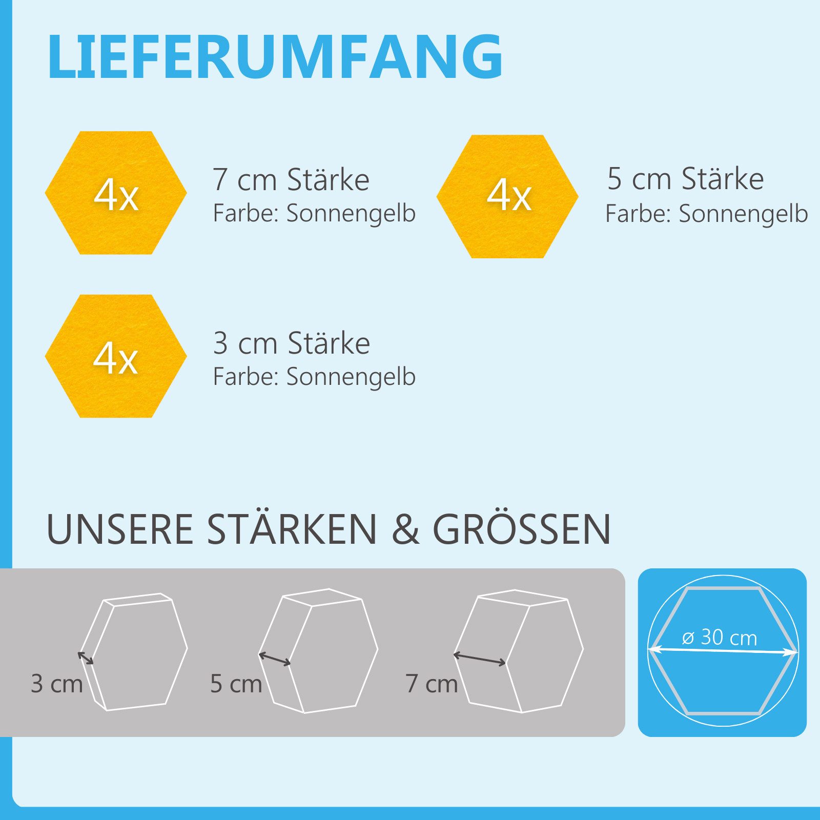 platino24 Akustikplatte 12 Absorber Wabenform aus Basotect ® G+