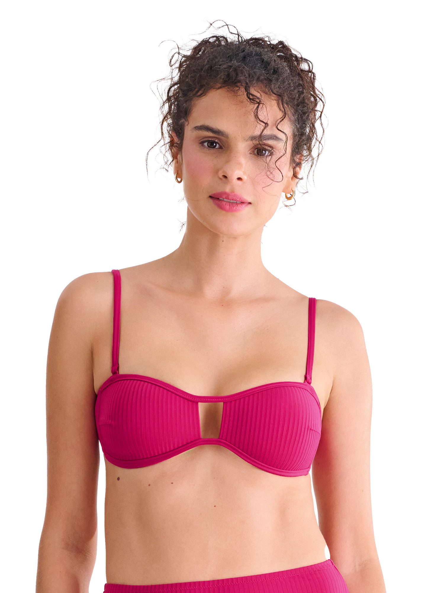 Lisca Balconette-Bikini-Top Bandeau Bikini-Oberteil Florida (Stück, 1-St), vorgeformte Schalen-Cups, Clean-Chic Doppelripp Optik