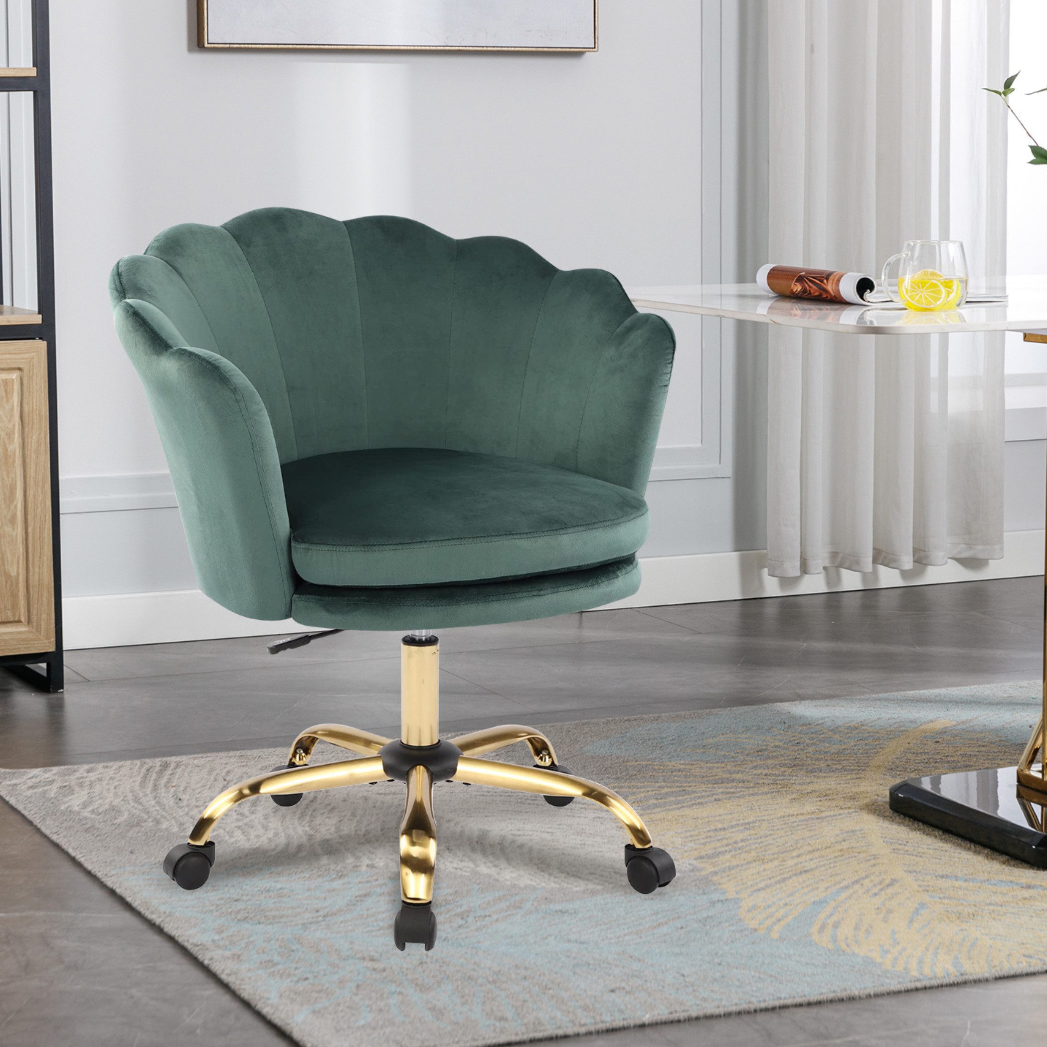 SeedWave Bürostuhl Samt Drehstuhl mit Rollen, Höhenverstellbar Schminkstuhl günstig online kaufen