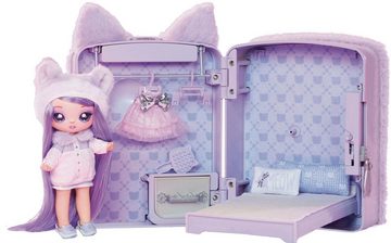 MGA ENTERTAINMENT Puppenbett 3in1 Backpack Bedroom Series 3 Playset - Lavender Kitty, Inklusive Stoff-Modepuppe; Na! Na! Na! Surprise