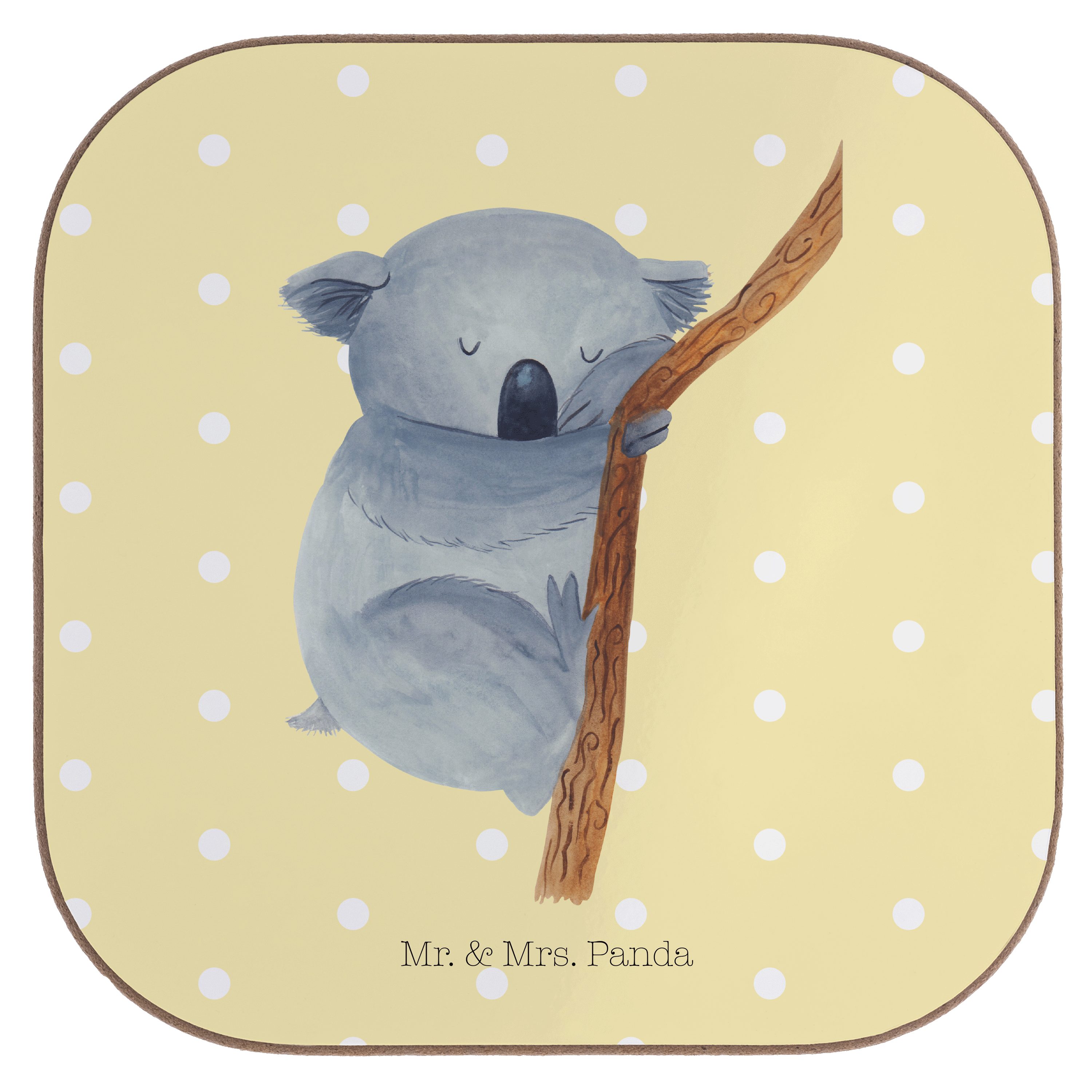 Mr. & Mrs. Panda - - Koalabär Getränkeuntersetzer Geschenk, Gläser, Pastell 1-tlg. Gelb Untersetzer lustig, Traum