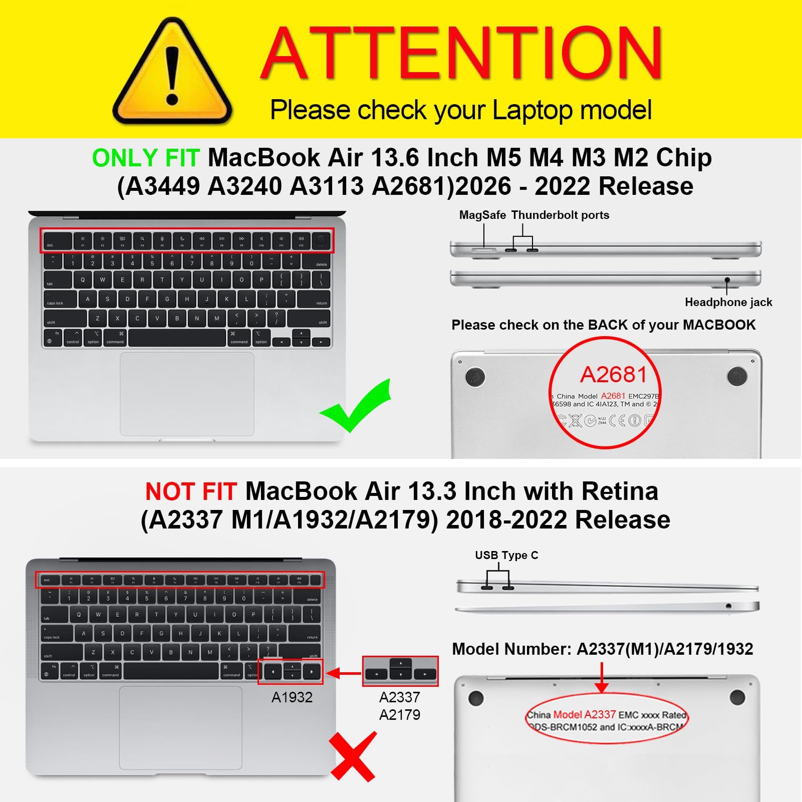 Fintie Laptop-Hülle für MacBook Air 13,6'' M5 M4 M3 M2 (2026-2022) A3449 A3240 A3113 A2681 13,6 Zoll, Ultradünne Hartschale Schutzhülle Snap Case – Bild 2 von 5