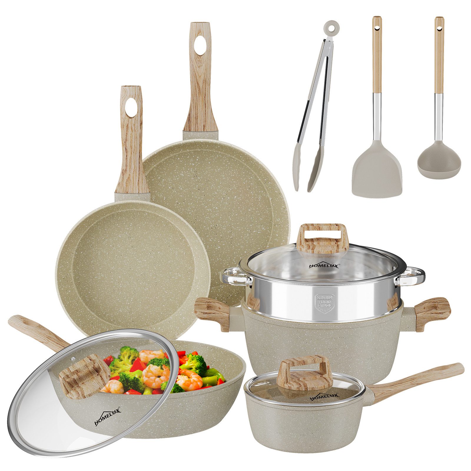 Topf-Set 12tlg Induktions Töpfe Set, Antihaftbeschichtung Topf mit Deckel