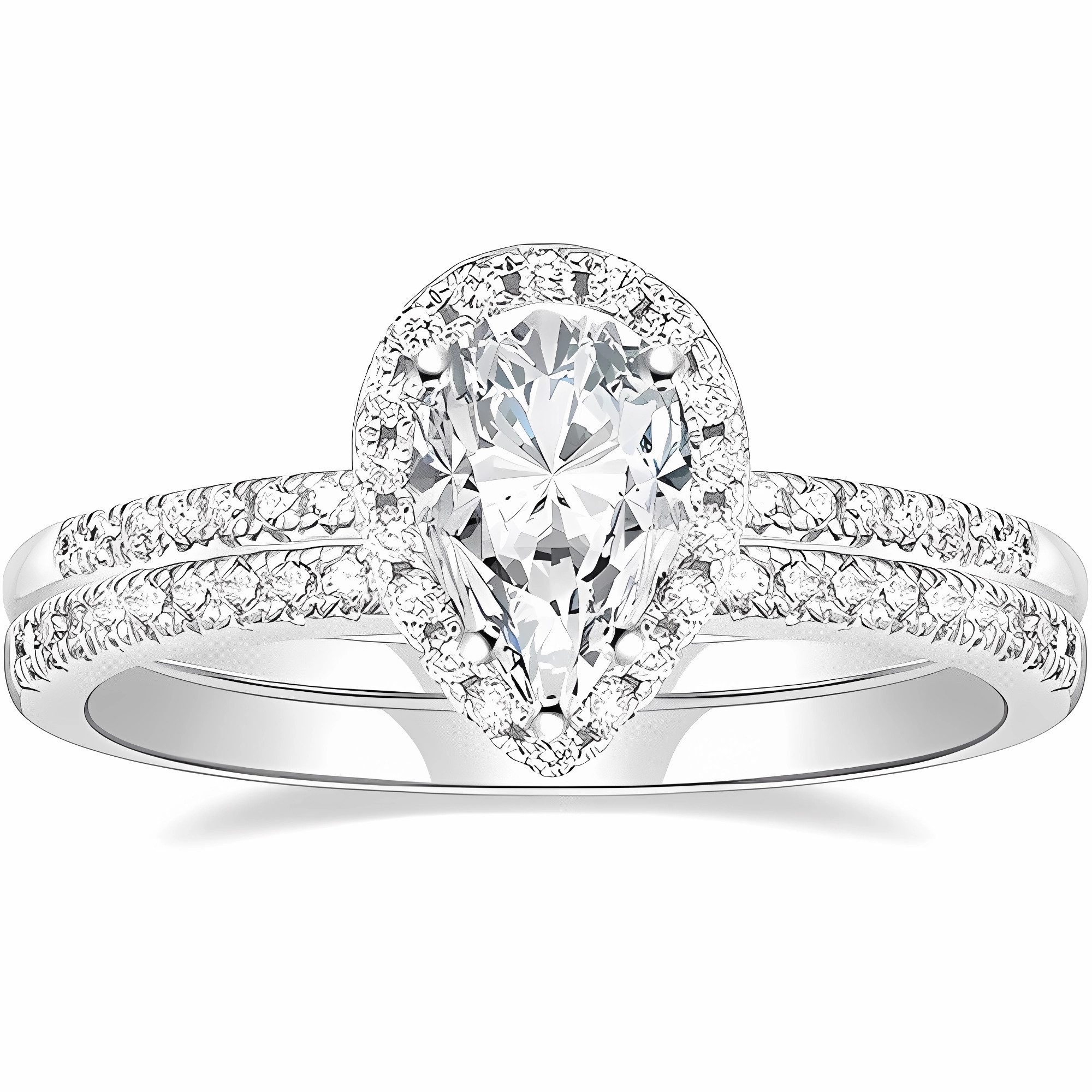 Jumpeak Diamantring Labordiamant 1.5 Karat,Goldener Ring Damen,585 Gold,Diamant Ring, D VVS2 2EX,Tropfenförmiger Diamant,Geschenk für Ehefrau,Ring Set