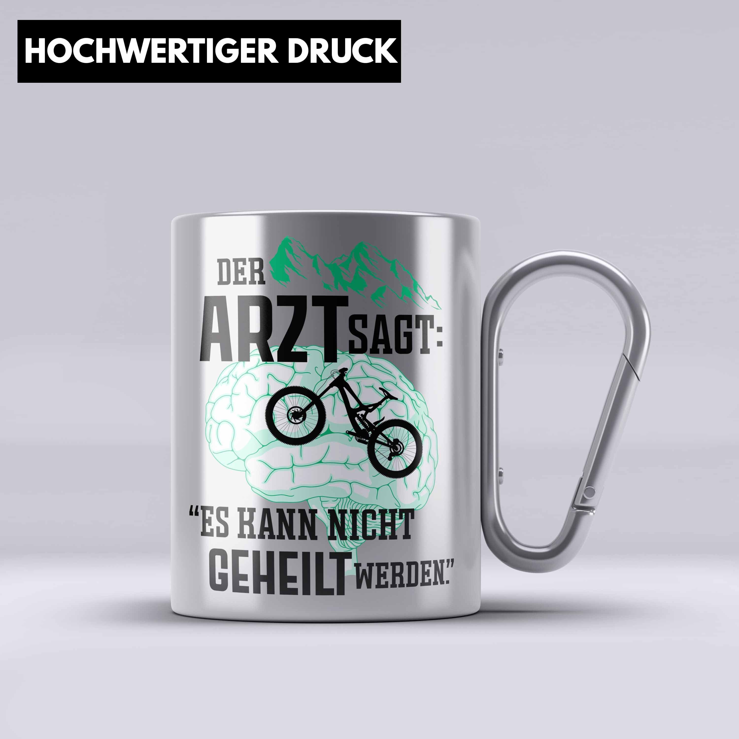 Trendation Thermotasse Mountainbik Tasse für Edelstahl Silber Männer Geschenk Geschenke Mountainbike