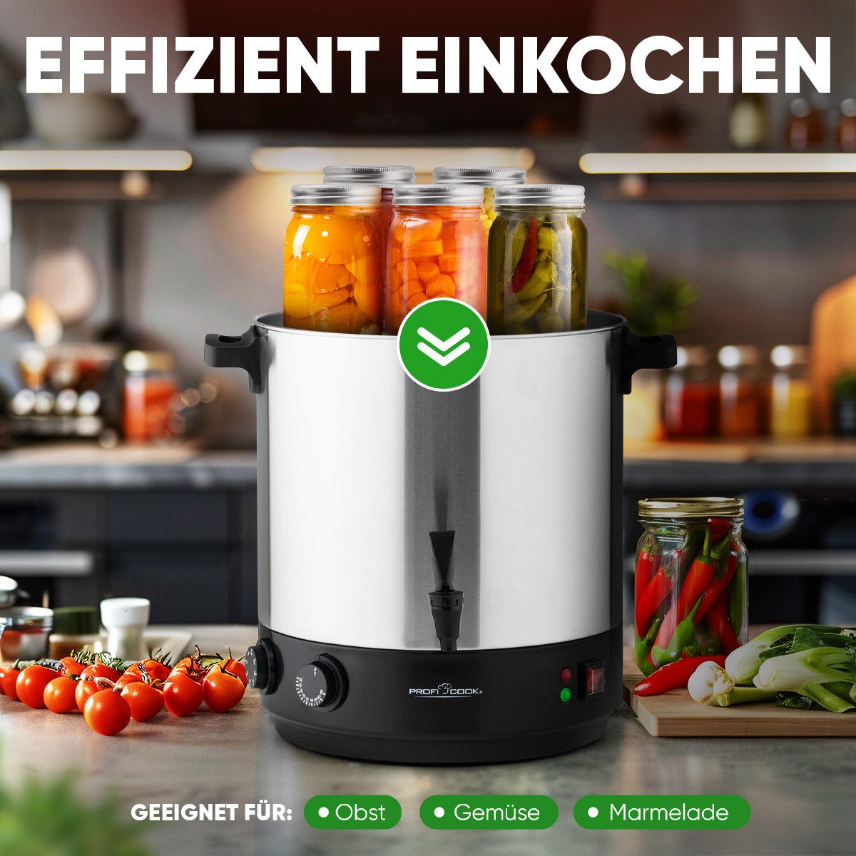 ProfiCook Einkoch- und Heißgetränkeautomat PC-EKA 1283, 2in1 Heißgetränke- & Einkochautomat, 2100W