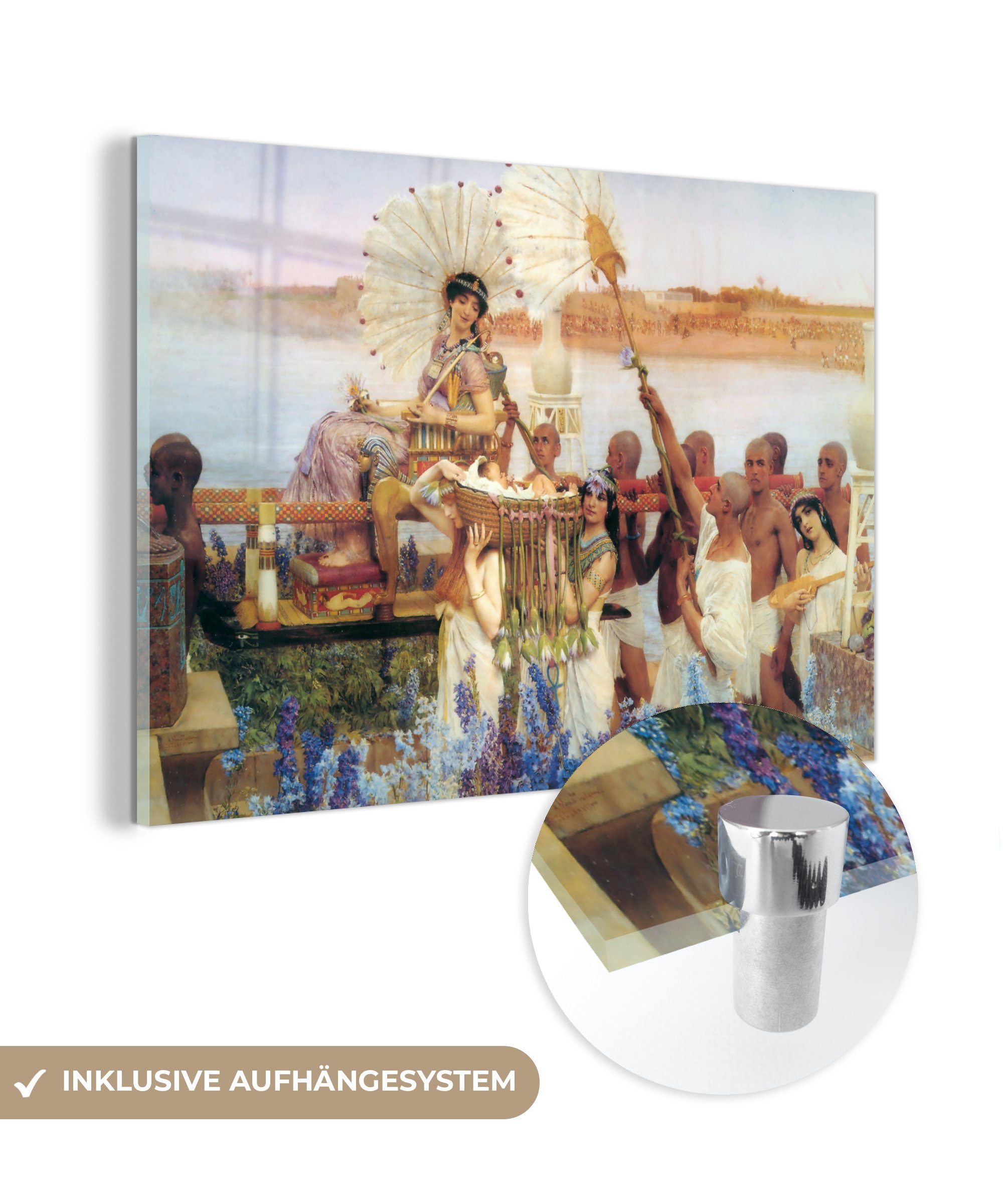 MuchoWow Acrylglasbild Auf der Suche nach Moses - Lawrence Alma Tadema, (1 St), Acrylglasbilder Wohnzimmer & Schlafzimmer