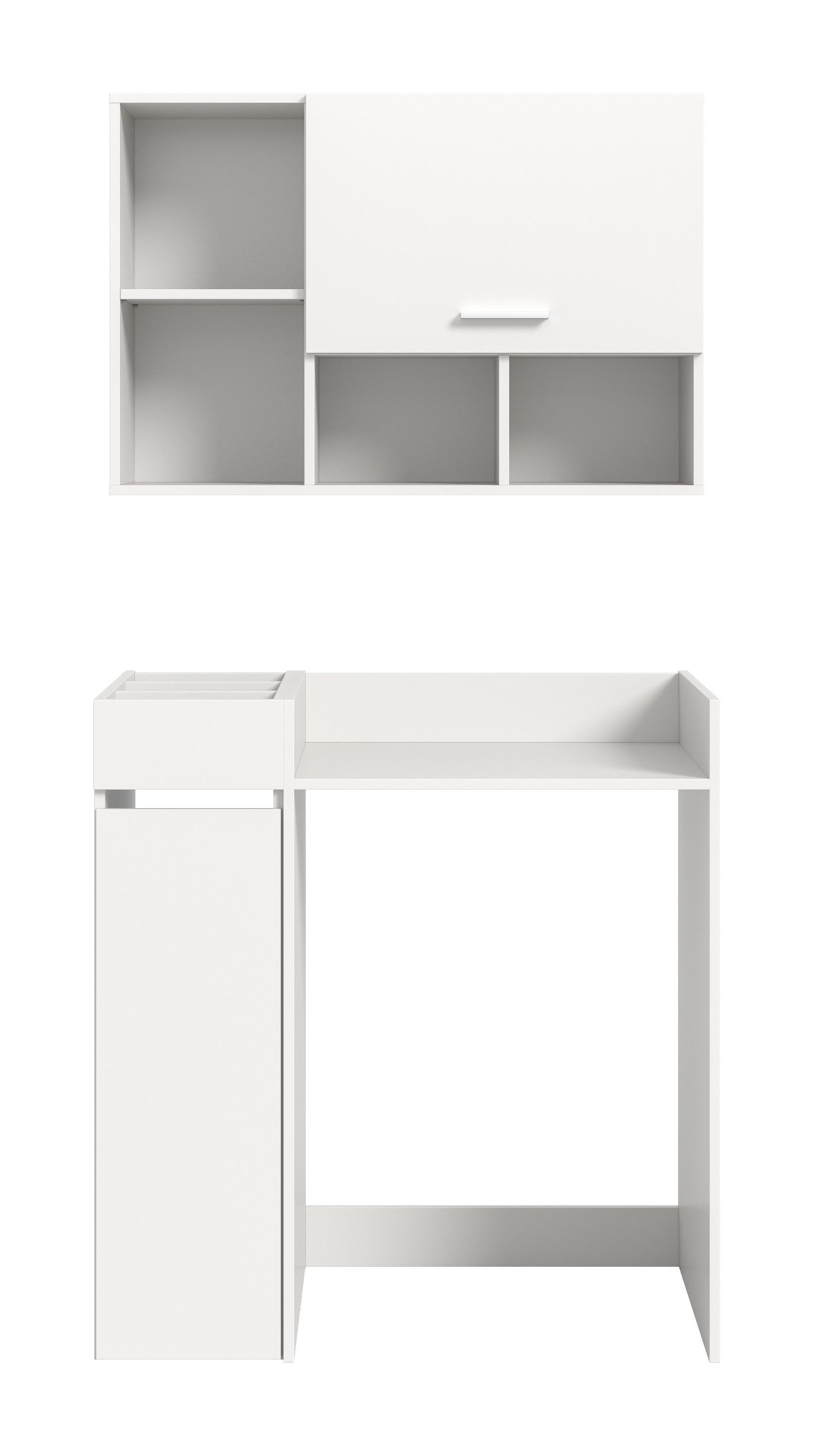 xonox.home Aufsatzschrank Free (3tlg. Set inkl. Anstellregal, Waschmaschinenumbau, Hängeschrank) weiß Nachbildung Melamin beschichtet modern 95x195x60 cm
