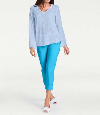 Ashley Brooke by heine Shirtbluse Ashley Brooke Damen Designer-Tunika mit Hohlsaumstickerei, blau
