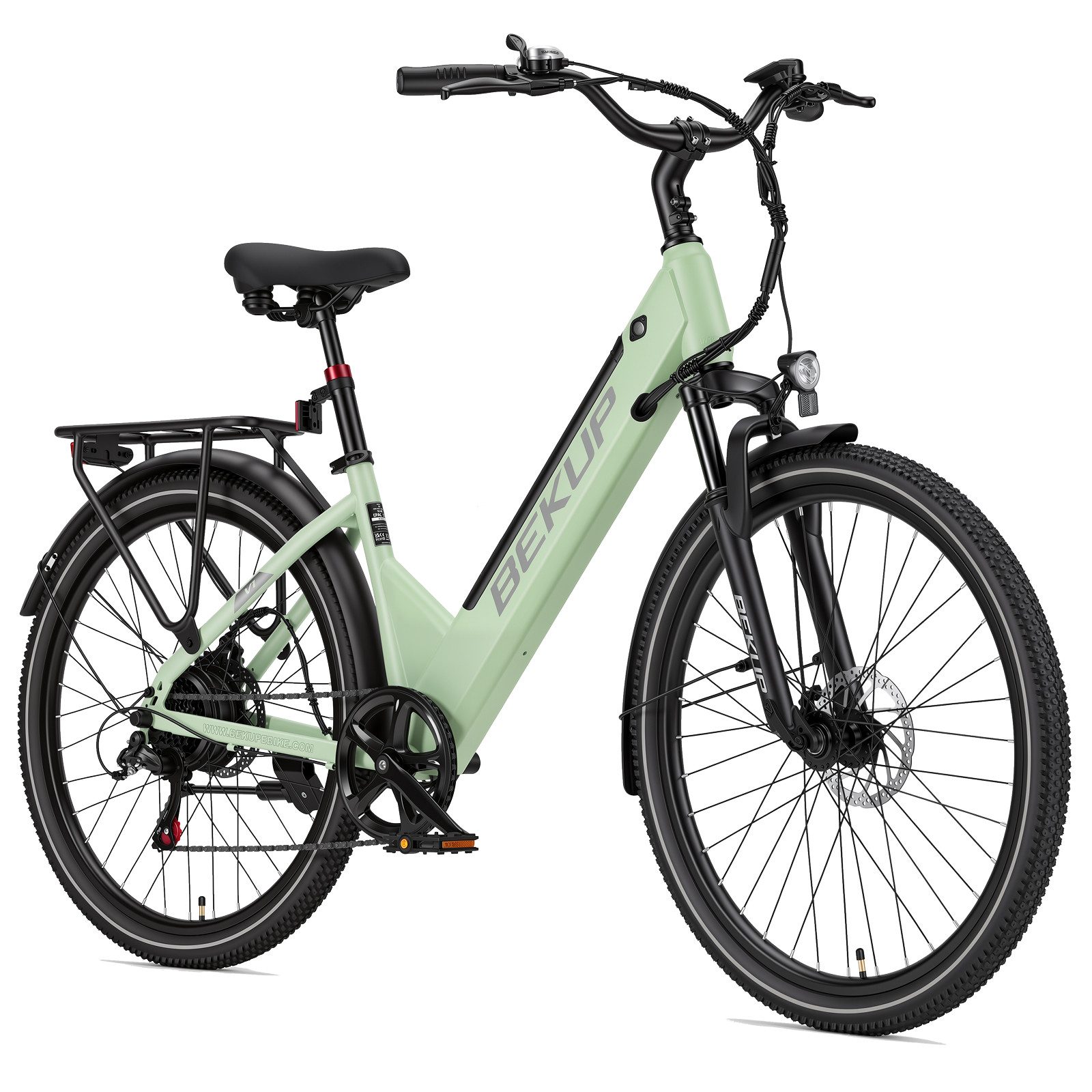 BEKUP E-Bike Cityrad V1 26 Zoll Cityrad, 522 Wh Akku, 45 Nm, Tiefeinsteiger, 7-Gang, 7 Gang Shimano Shimano Tourney TZ Schaltwerk, Kettenschaltung, Heckmotor, 522 Wh, (Komplettset, E-Bike inklusive Akku und Ladegerät), Entspannt pendeln – bis 75 km, Federgabel und Komfortsattel