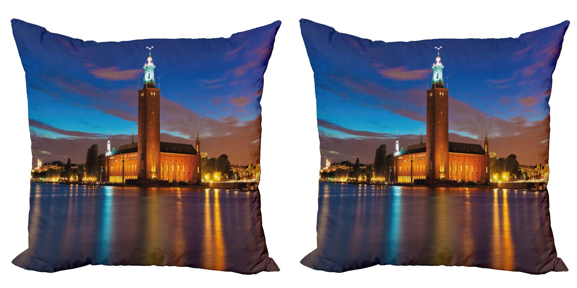 Digitaldruck, Stück), (2 europäisch Accent Stockholm Nacht Modern Abakuhaus Scenic Doppelseitiger Kissenbezüge