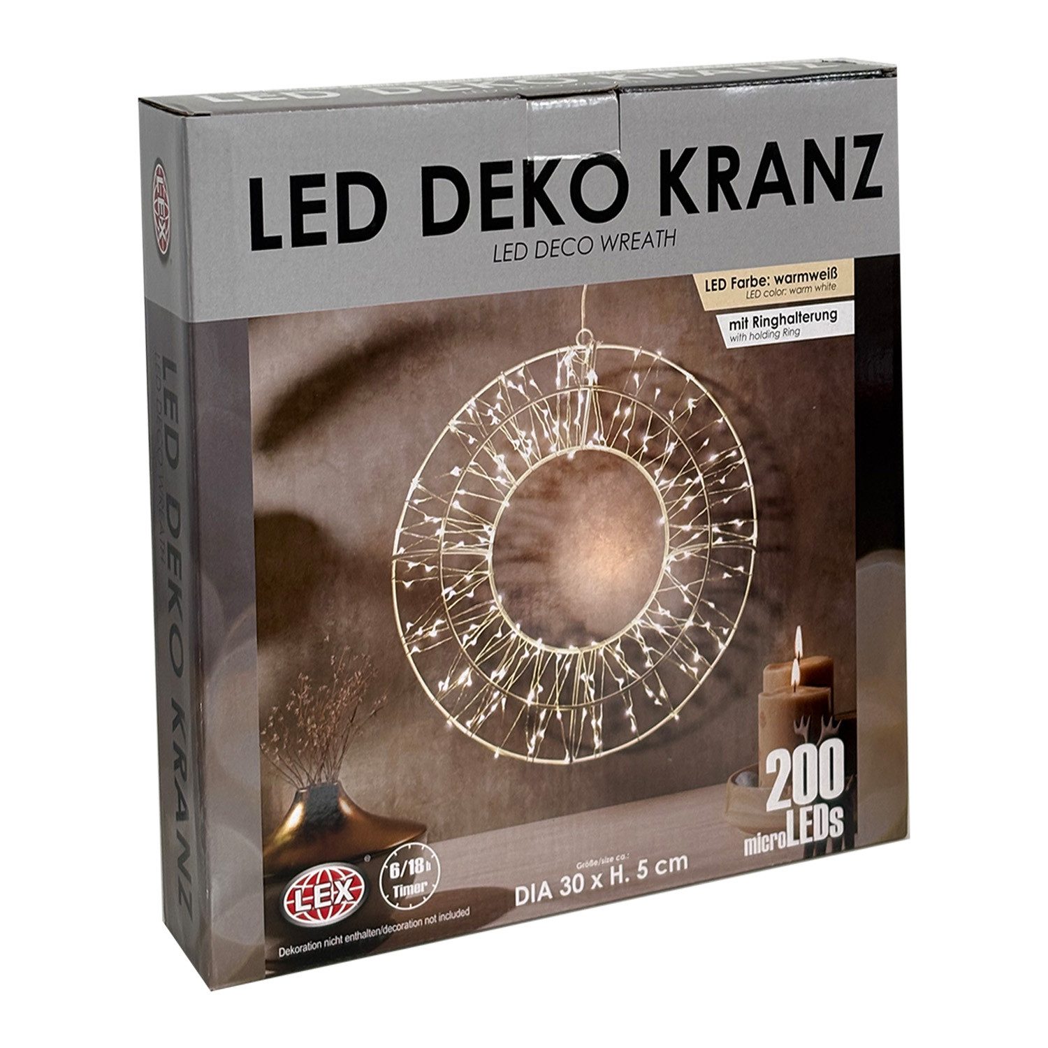 INDA-Exclusiv Lichtervorhang 200 LED Deko Kranz Lichterkranz Weihnachtsbele günstig online kaufen