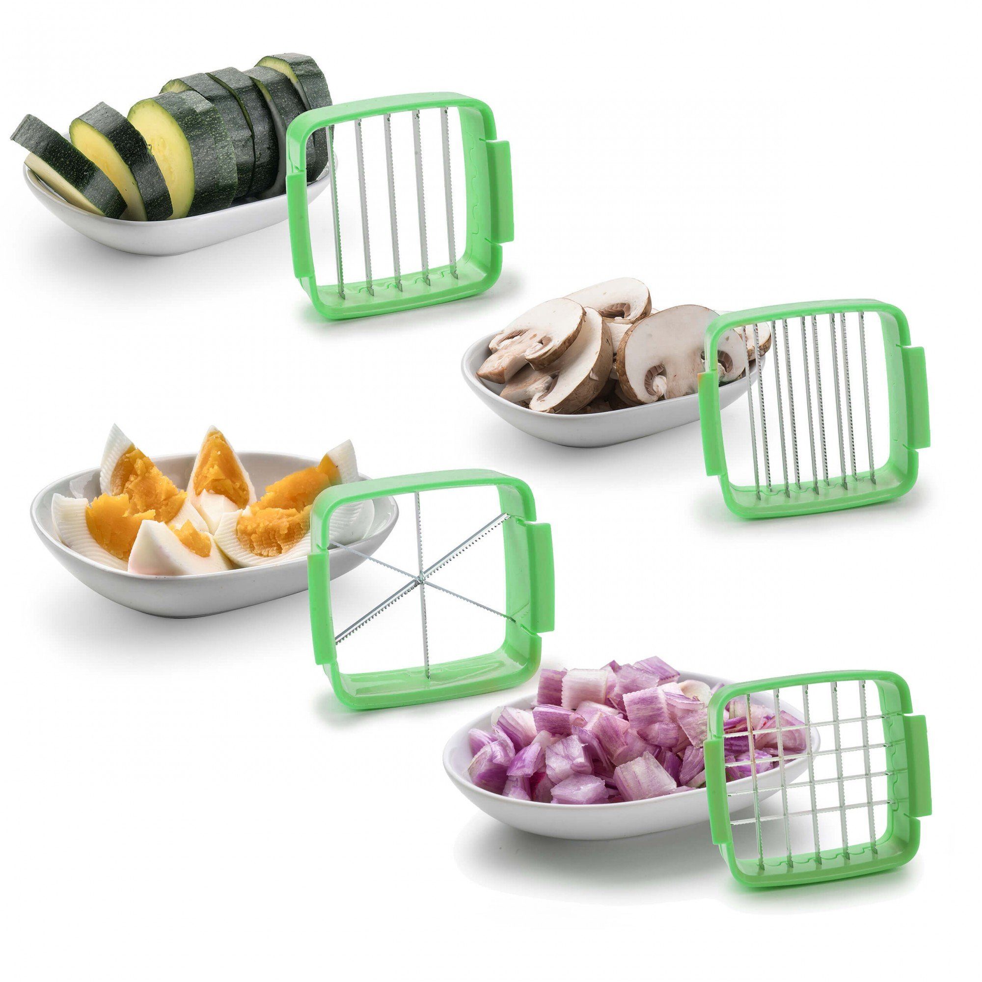 Genius Gemüseschneider Genius Nicer Dicer Quick 7 teilig Set Brombeere, 5 in 1 Multischneider, austauschbaren Messereinsätzen