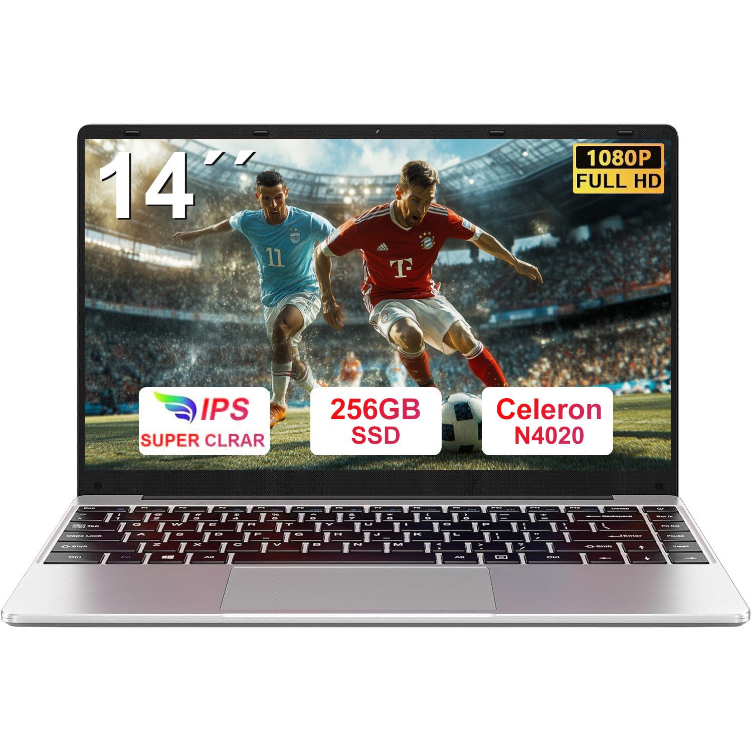 bvate B5 Laptop, 14 Zoll, N4020, 6GB RAM, 256GB SSD Notebook Notebook (35 cm/14 Zoll, Celeron N4020 N4020, Celeron N4020, 6 GB, 256 GB SSD, 180° Drehung/Low Blue Light-Zertifizierung/Deutsche Tastaturaufkleber)