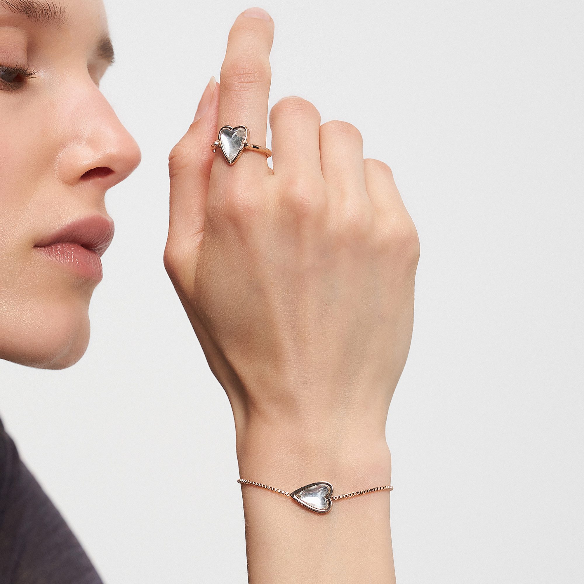 Liebeskind Berlin Fingerring Schmuck Geschenk Glass Heart Ring, mit Glasstein