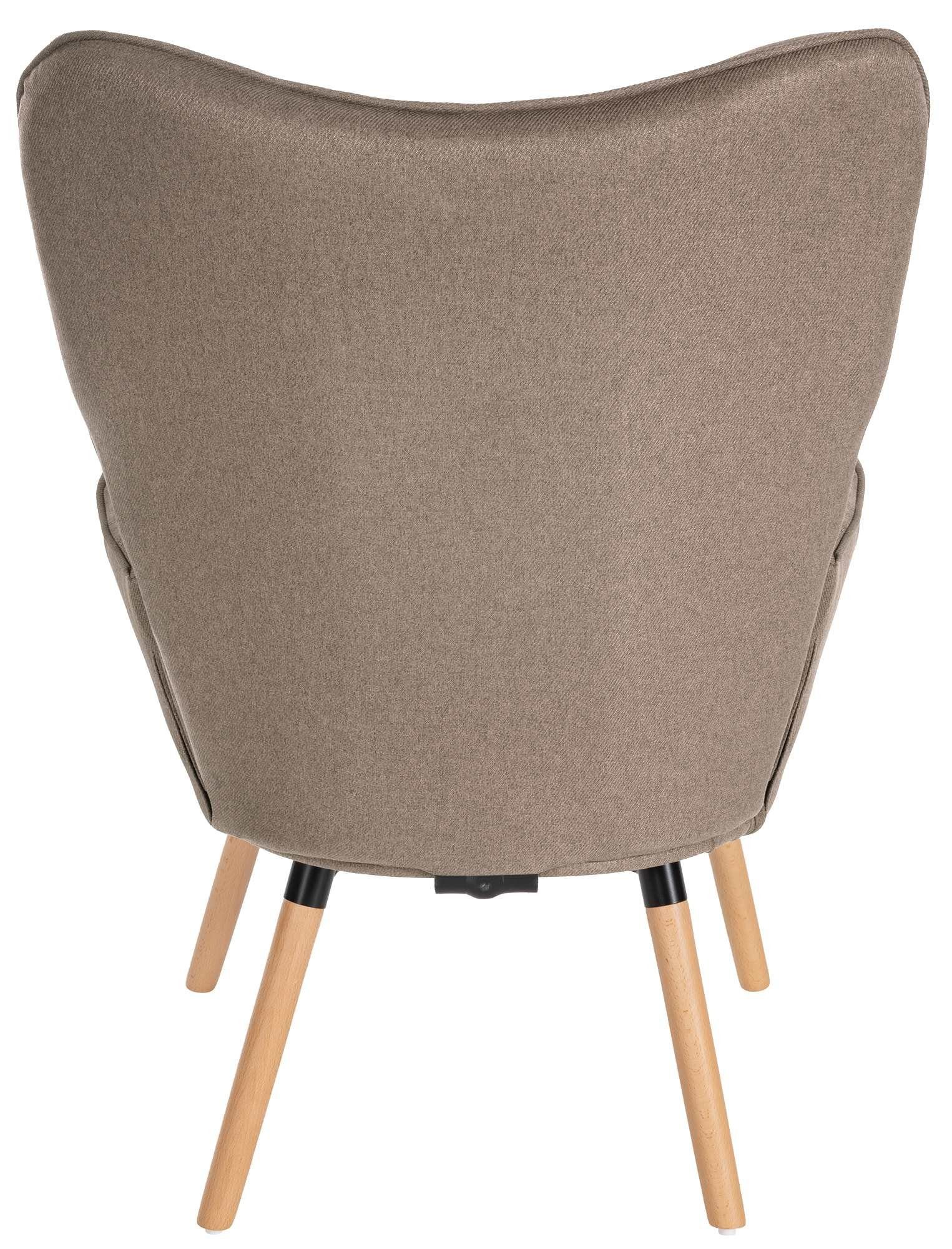 Buchenholz aus CLP Garding, mit Gestell Stuhl Loungesessel Stoff-Bezug taupe und