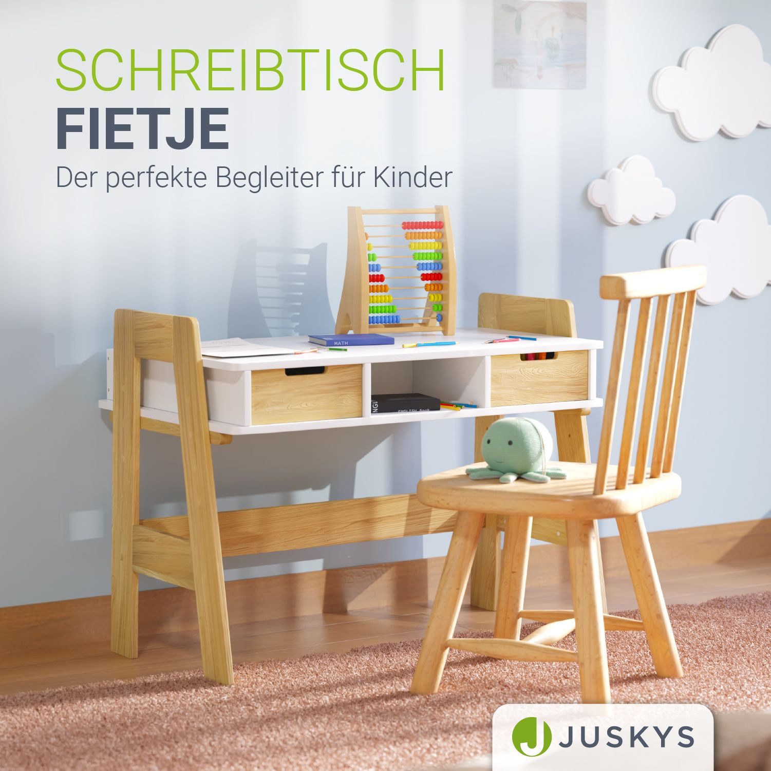 Juskys Kinderschreibtisch Fietje, Höhenverstellbarer Schreibtisch für günstig online kaufen