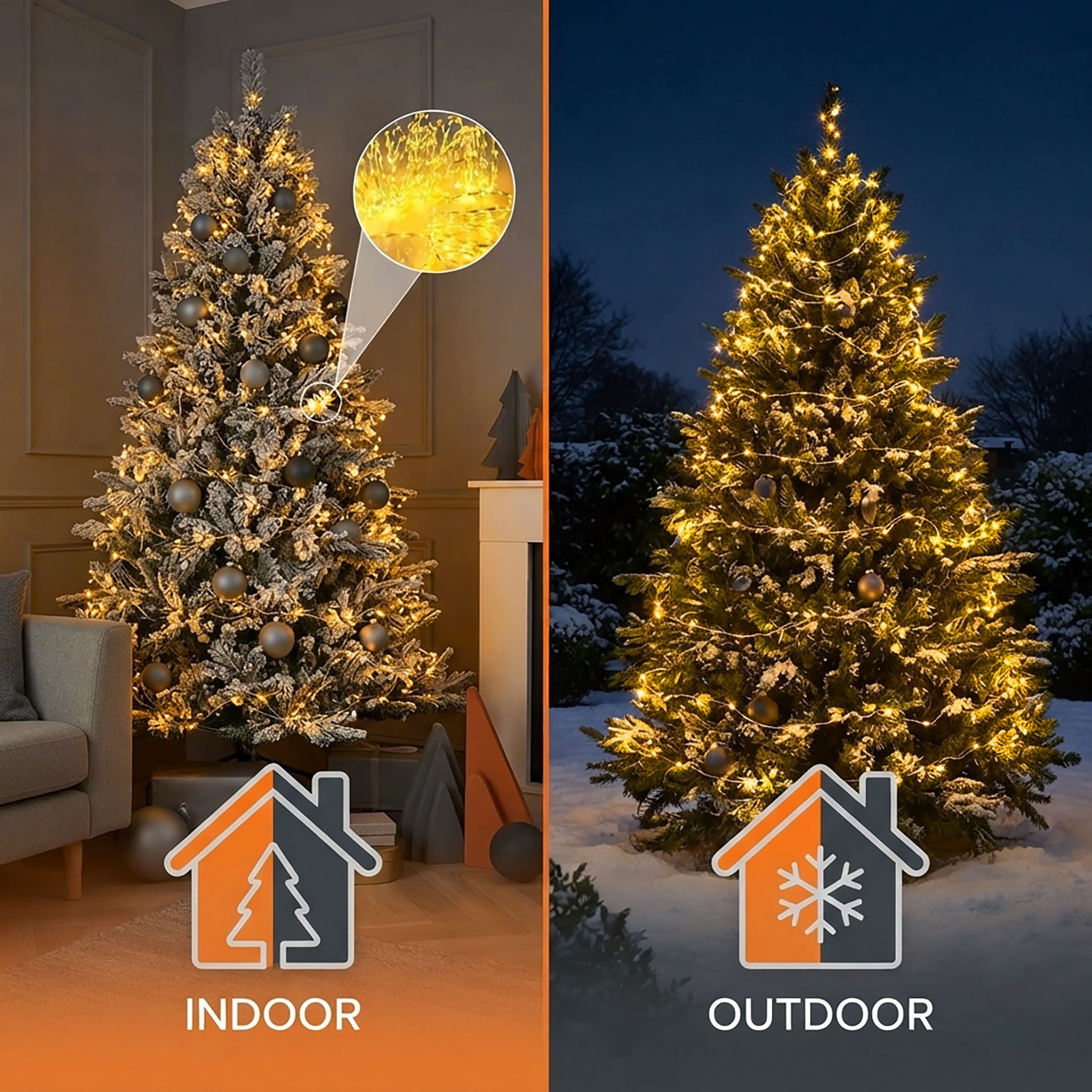 Spetebo LED-Lichterkette Draht Lichterkette warm weiß extra dicht, 567-flammig, mit Timer und Funktionen – Bild 3 von 5