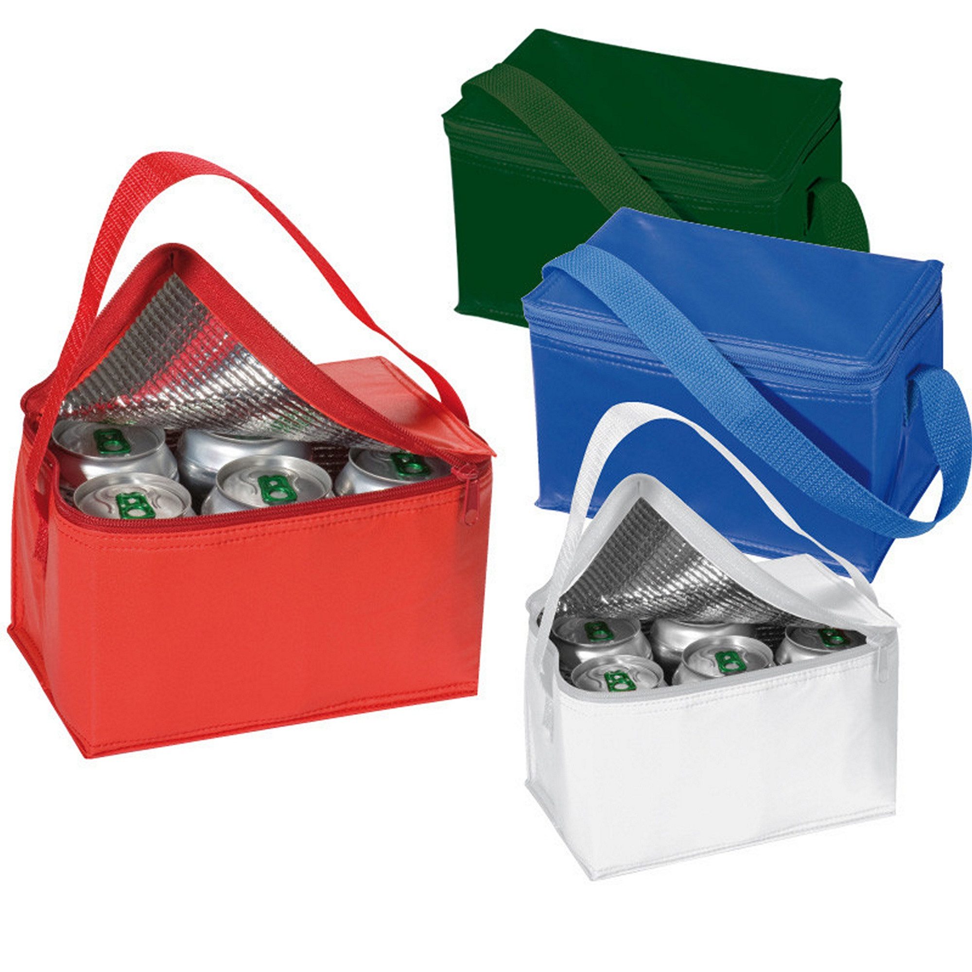 Kühltasche 4x Kühltasche für 6 Dosen à 0,33l / Farbe: je 1x blau, rot, weiß und g