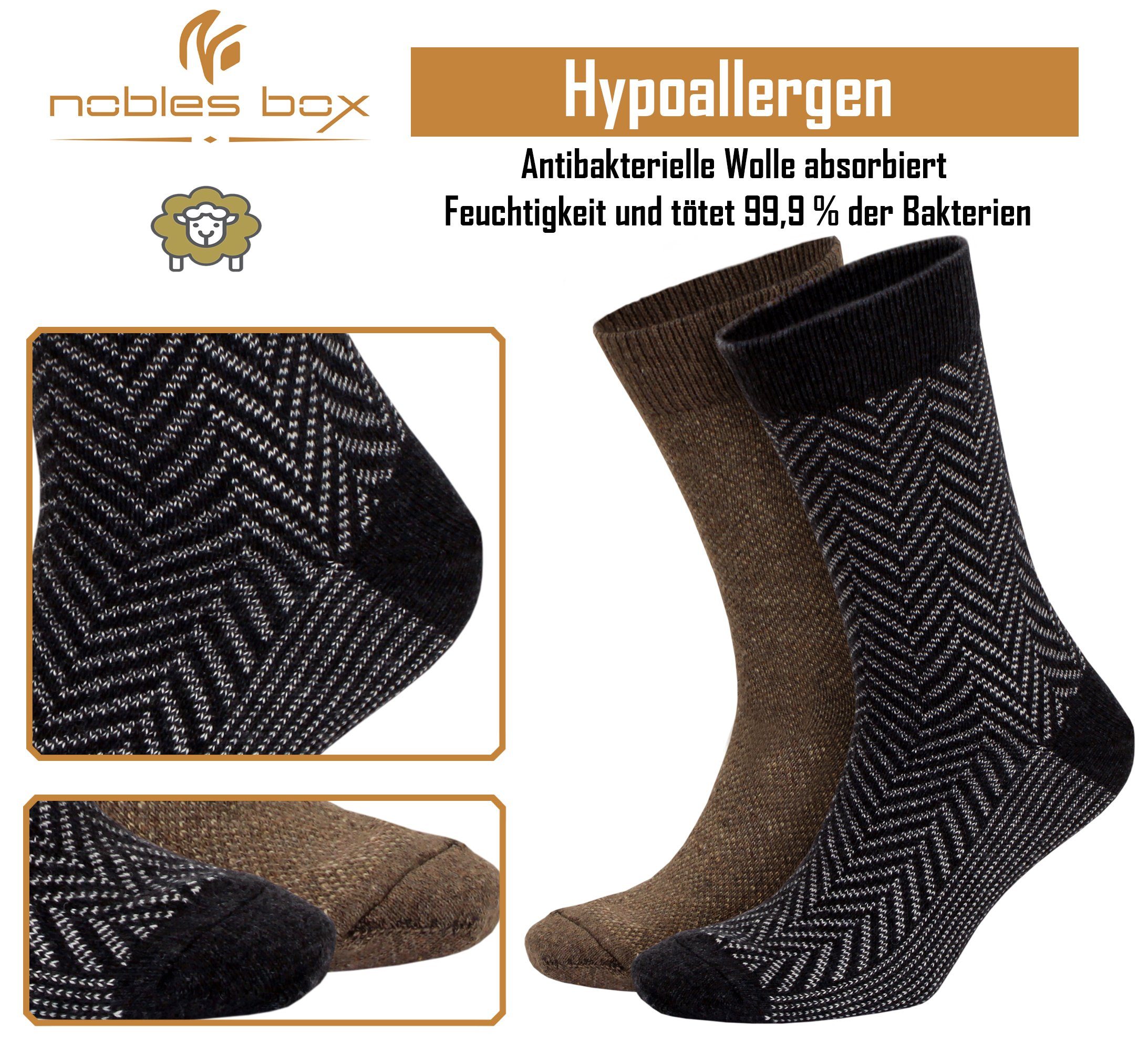 40-44 Größe) Wollsocken Arbeitssocken Norwegersocken Herren (Beutel, Herren NoblesBox Socken, Herren Warme EU 2-Paar, Asorti-1