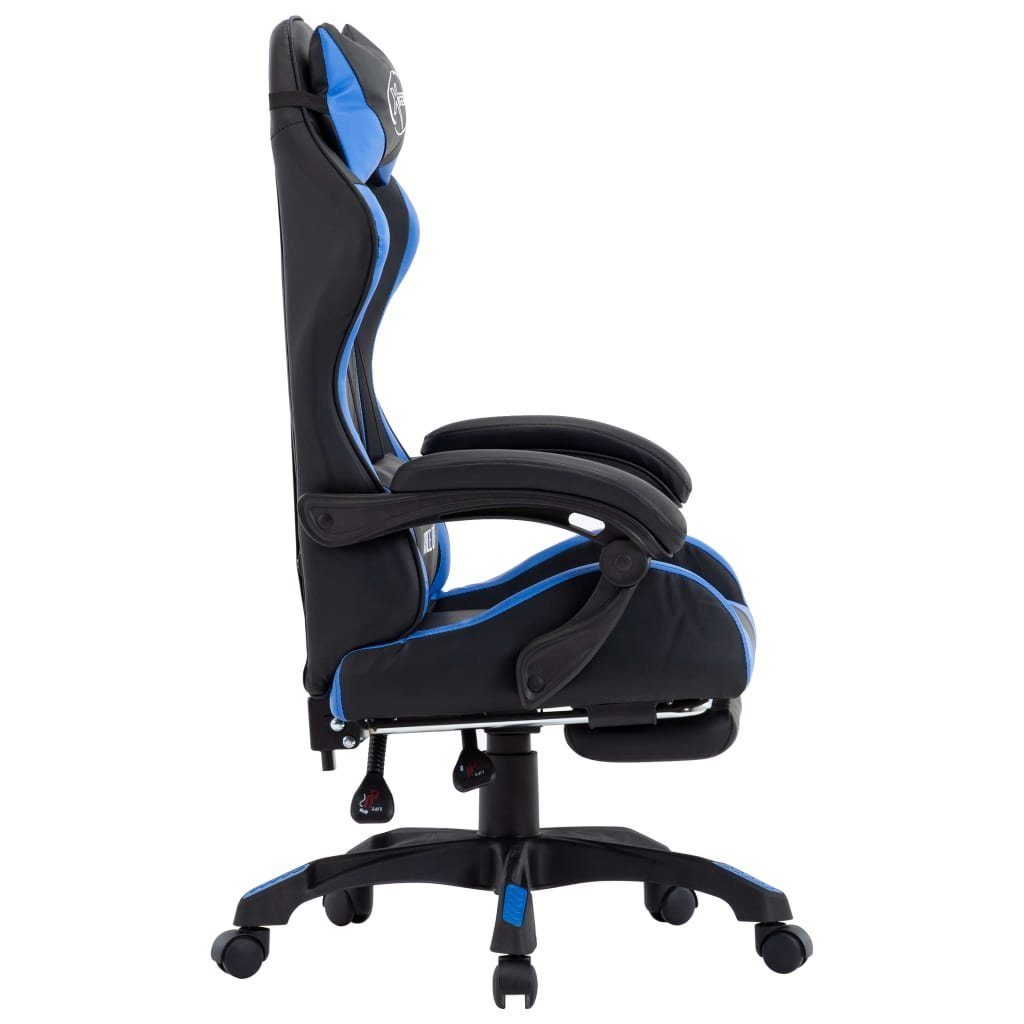 vidaXL Bürostuhl Gaming-Stuhl mit Fußstütze St) Blau und Schwarz (1 Blau Schwarz Schwarz | Blau Kunstleder und und