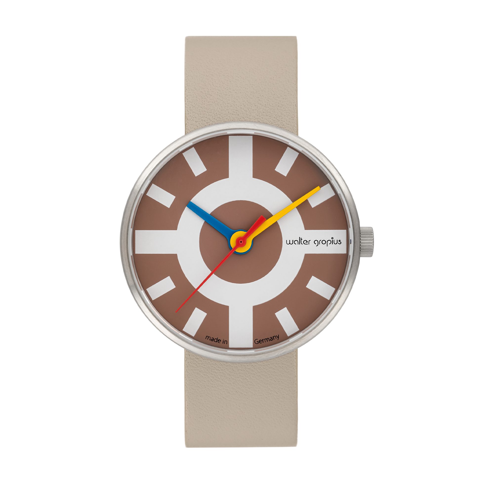 Walter Gropius Quarzuhr Made in Germany, Saphirglas, Forum Crossway - WG 006-06, Designeruhr, Lederarmband mit Easy-Release System, Edelstahlgehäuse
