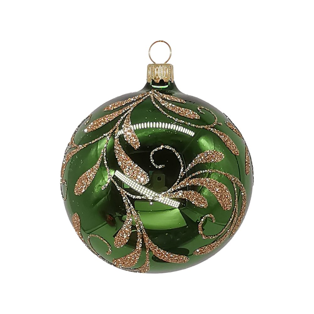 (1 Christbaumkugel fichtengrün Schatzhauser mundgeblasen, handbemalt Weihnachtsbaumkugel St), Blütenbouquet