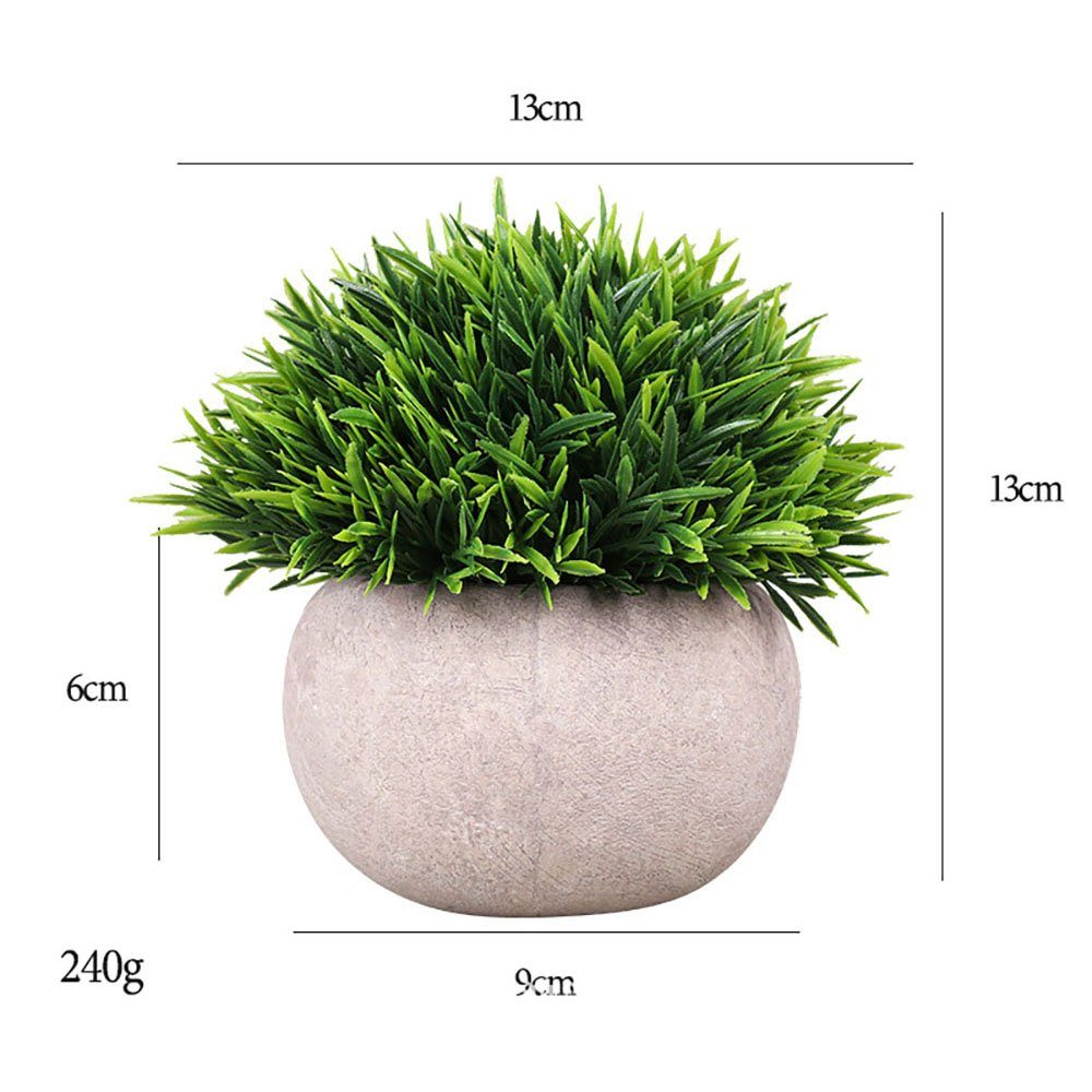 Kunstbonsai Künstliche Kunstpflanzen Pulver 4 Stück Pflanzen CTGtree Grün, TZ042-Bälle Kunststoff Pot Cerer 4 aus